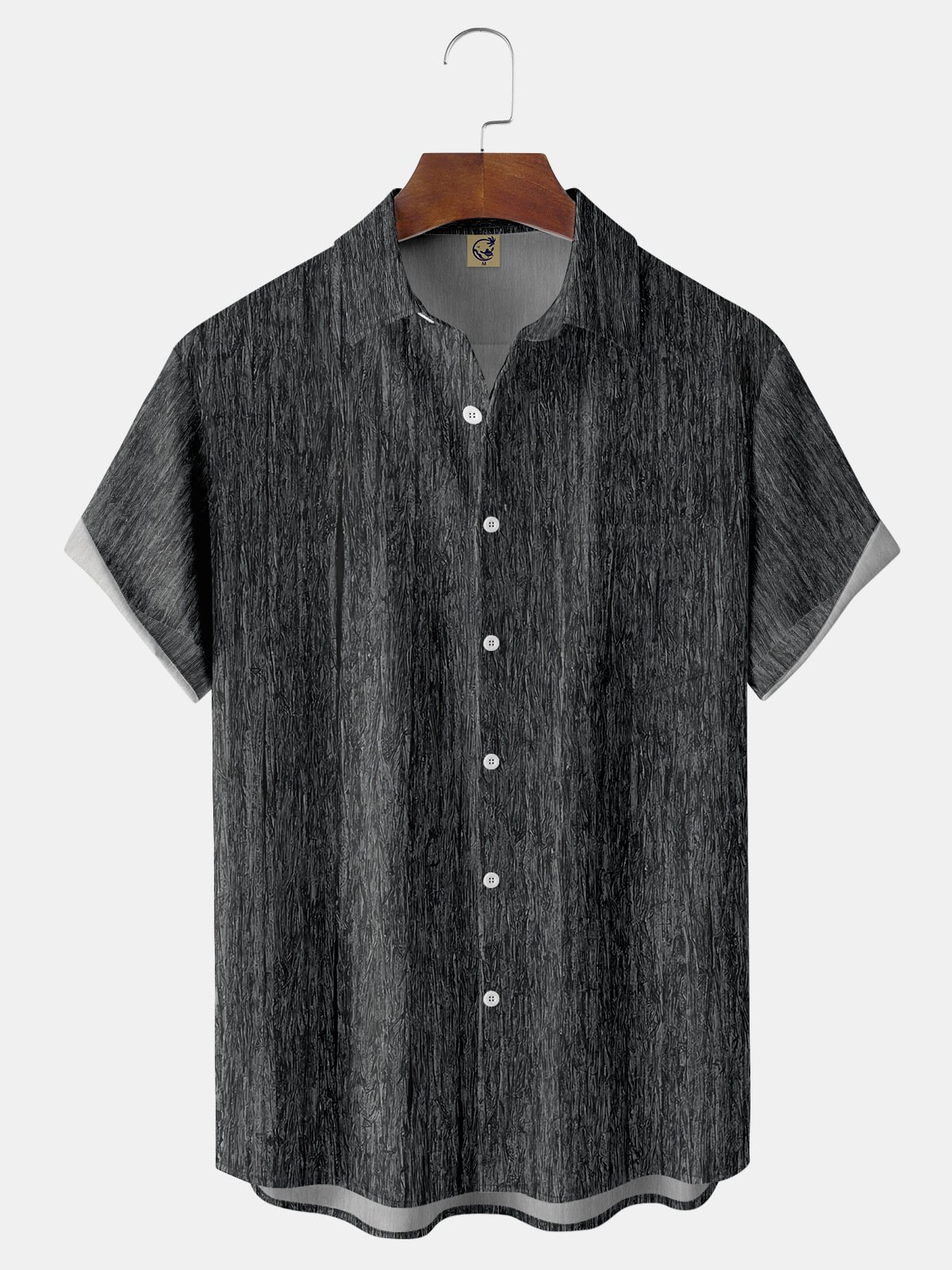 Wood Grain Chest Pocket Short Sleeve Shirt