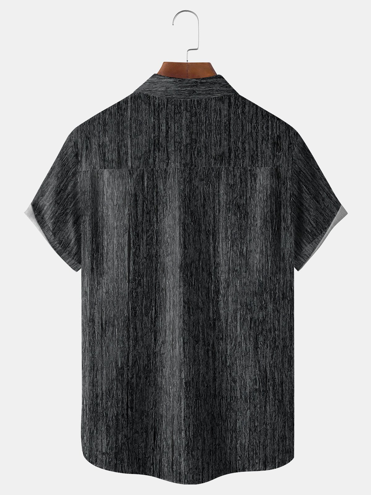 Wood Grain Chest Pocket Short Sleeve Shirt