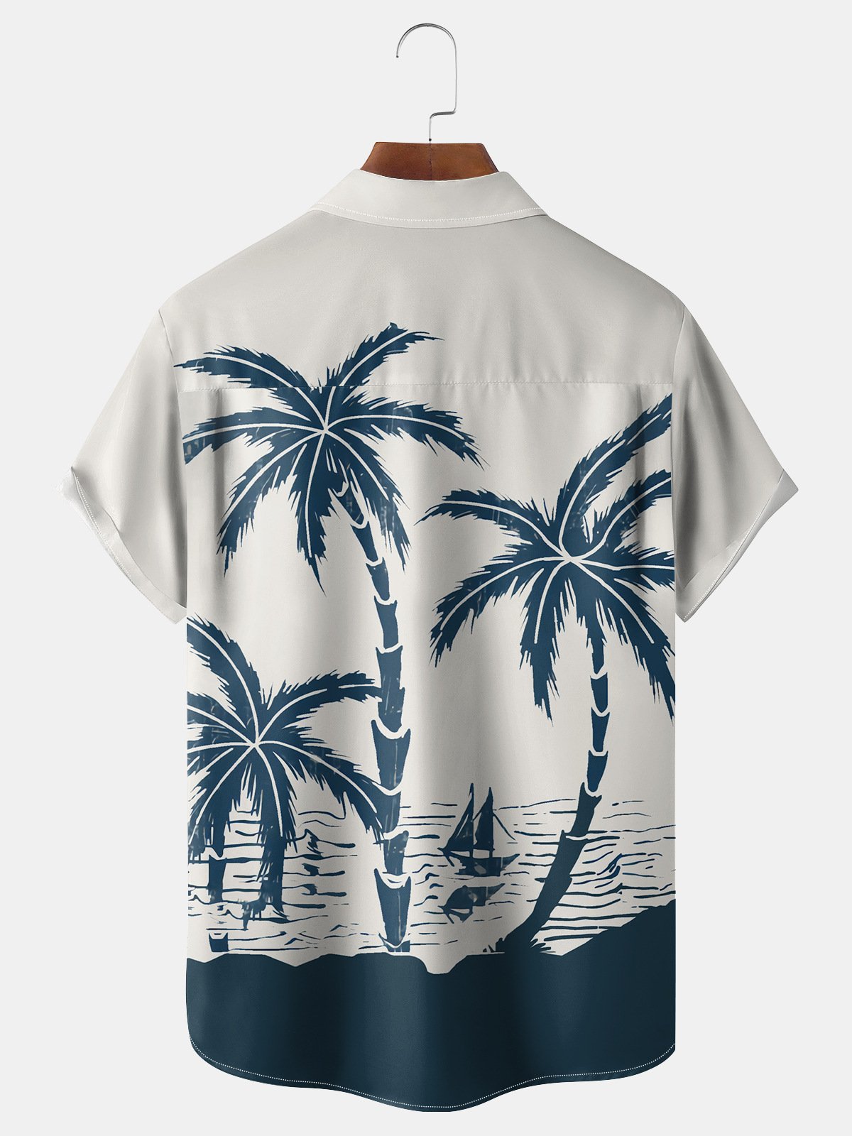 Coconut Tree Chest Pocket Short Sleeve Hawaiian Shirt