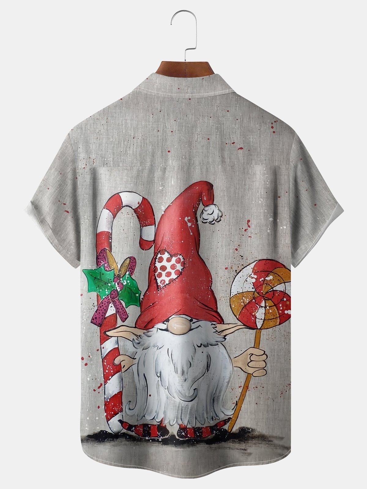 Christmas Gnome Chest Pocket Short Sleeve Shirt