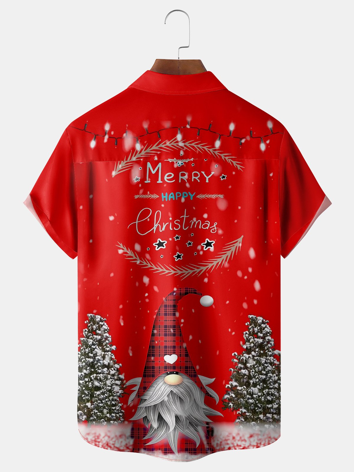 Christmas Gnome Chest Pocket Short Sleeve Shirt