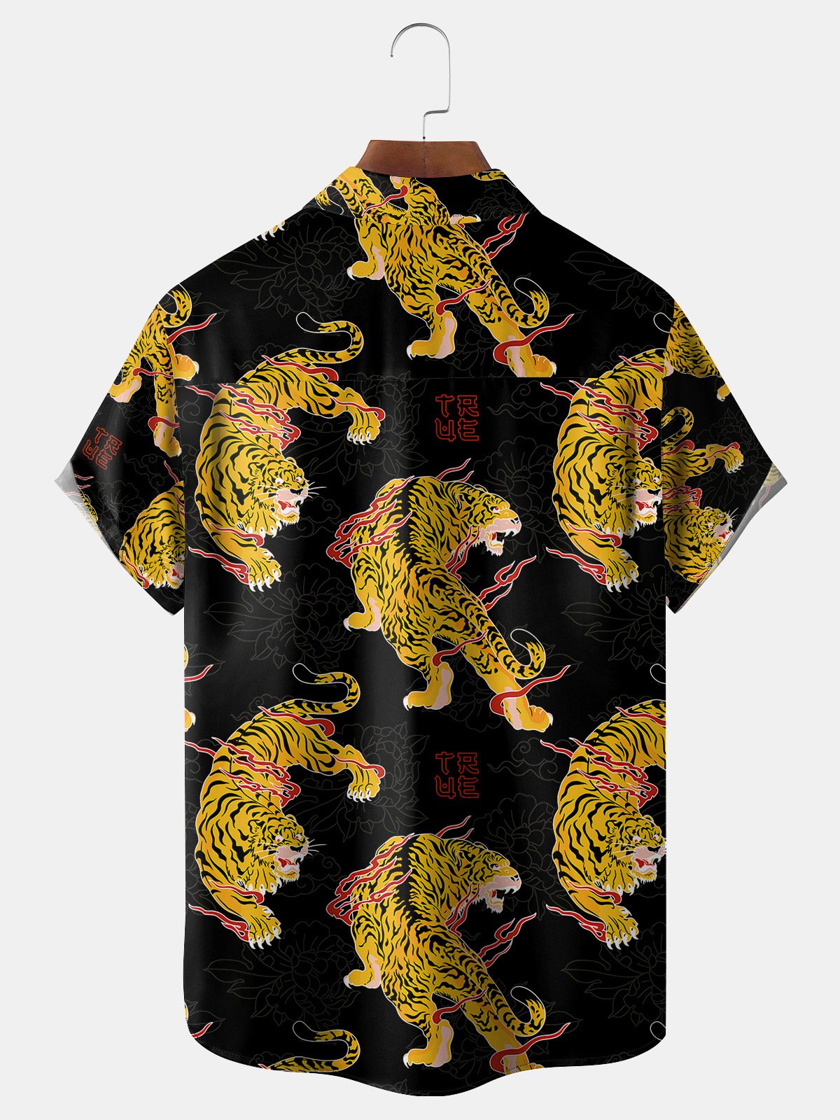 Japanese Ukiyo-e Tiger Chest Pocket Short Sleeve Shirt