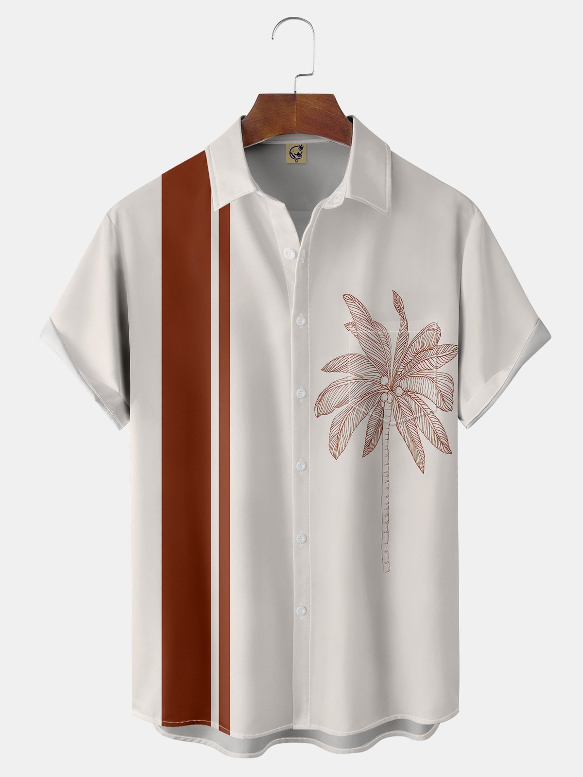 Coconut Tree Chest Pocket Short Sleeve Bowling Shirt