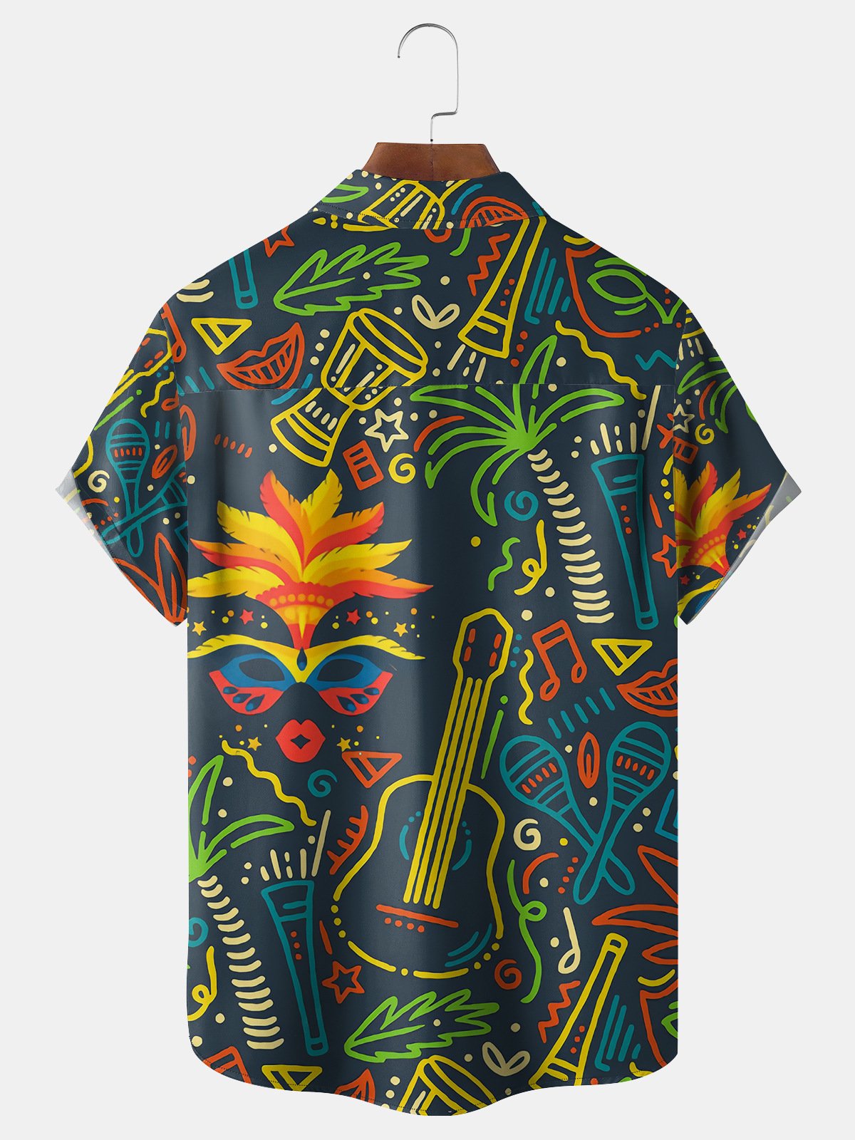 Mardi Gras Chest Pocket Short Sleeve Casual Shirt