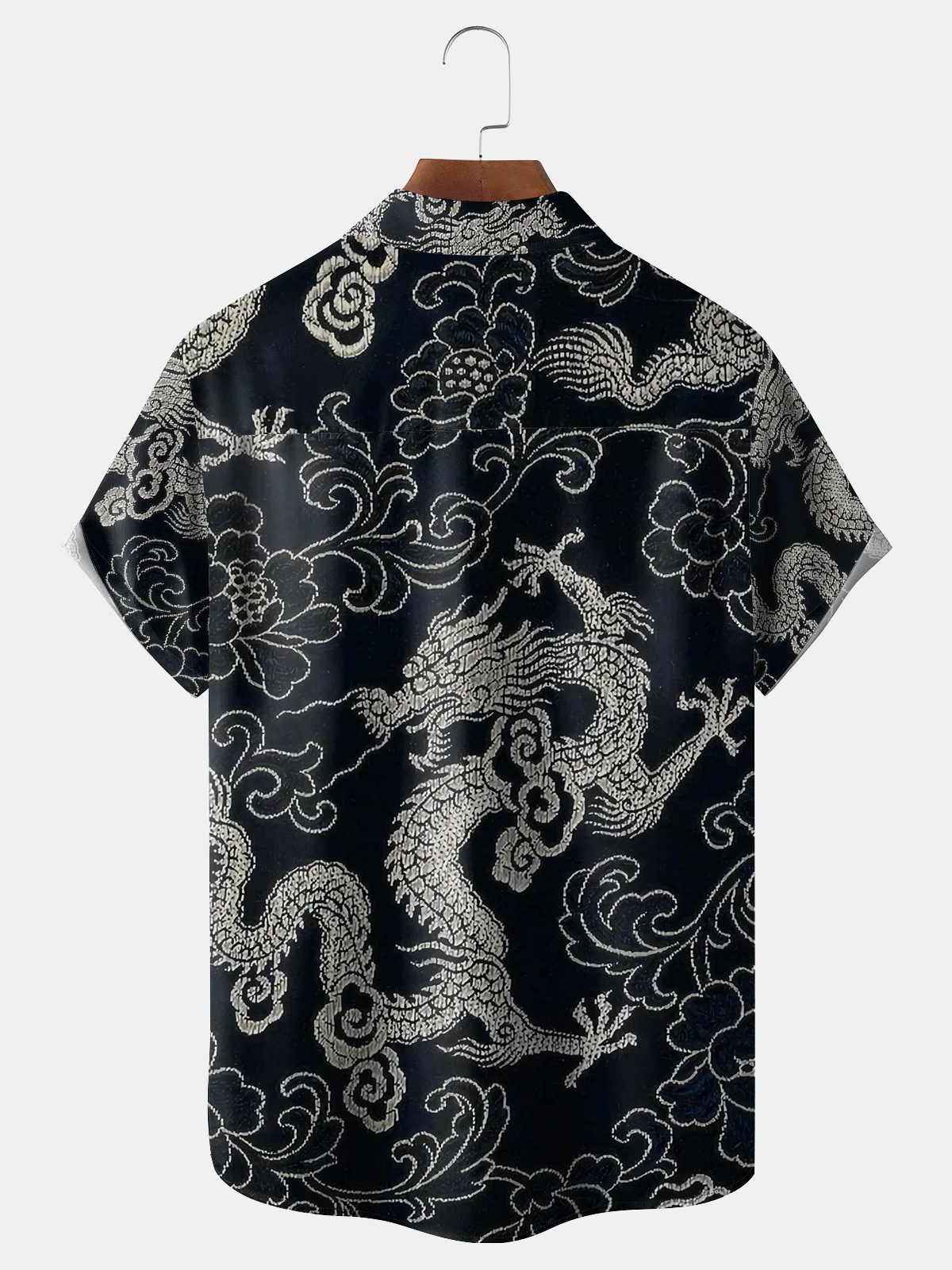 Ukiyo-e Dragon Chest Pocket Short Sleeve Shirt