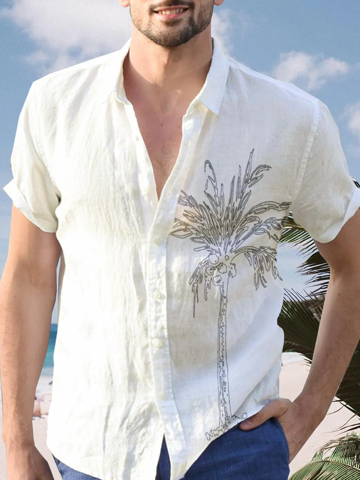 Coconut Tree Short Sleeve Resort Shirt