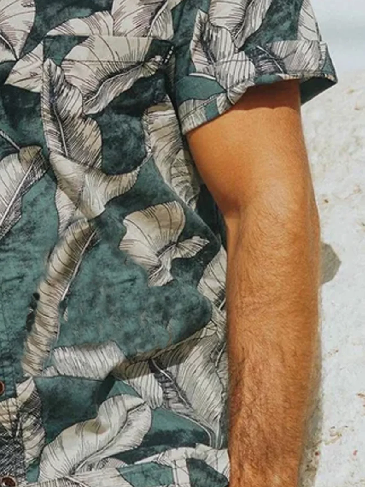 Tropical Plants Chest Pocket Short Sleeve Resort Shirt