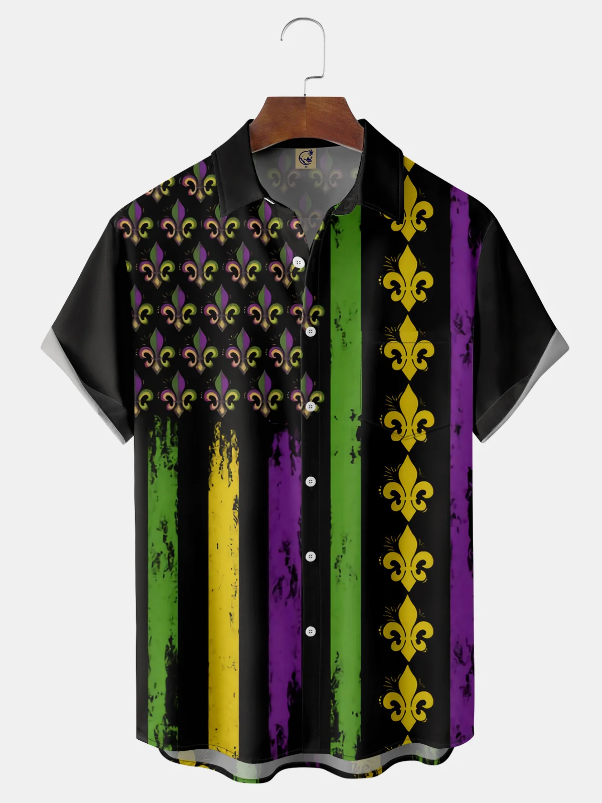Mardi Gras Chest Pocket Short Sleeve Shirt