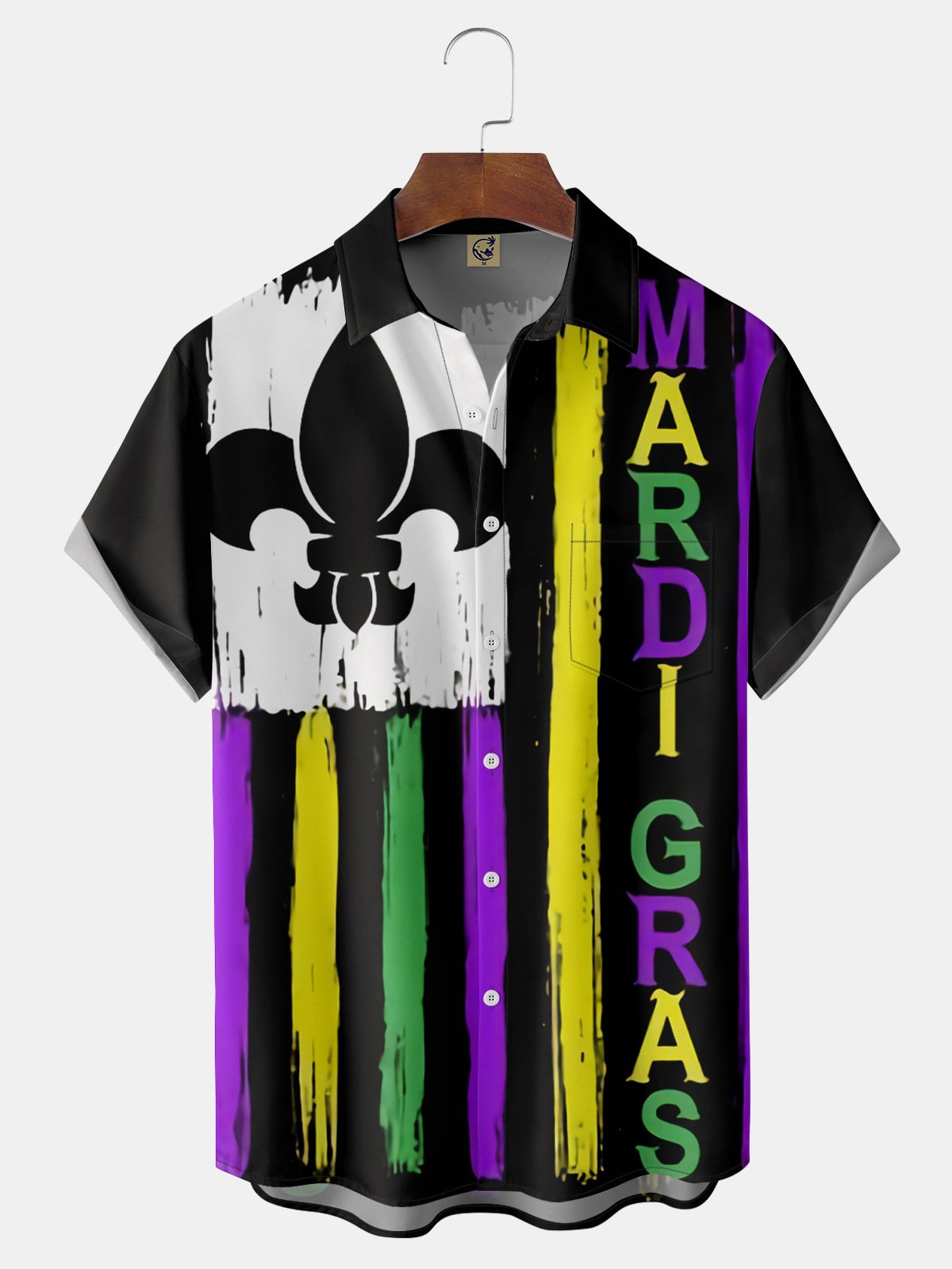 Mardi Gras Chest Pocket Short Sleeve Shirt