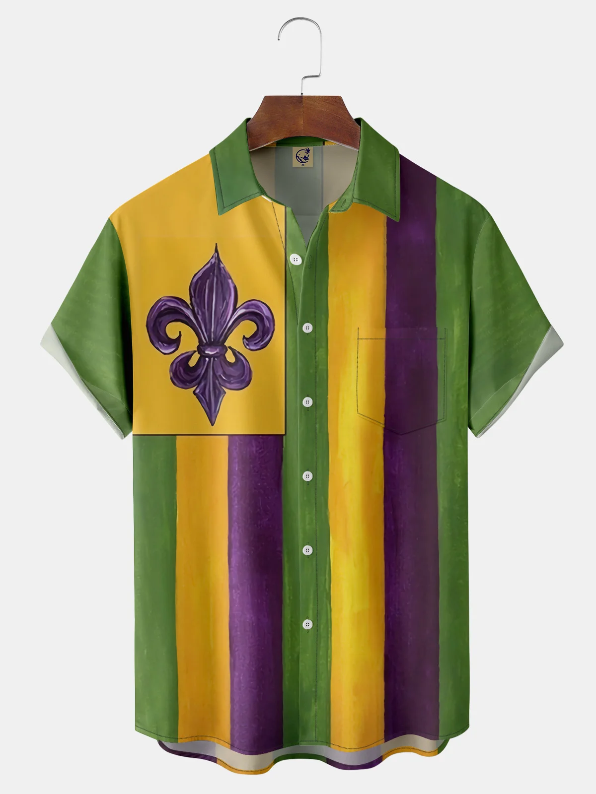 Mardi Gras Chest Pocket Short Sleeve Shirt