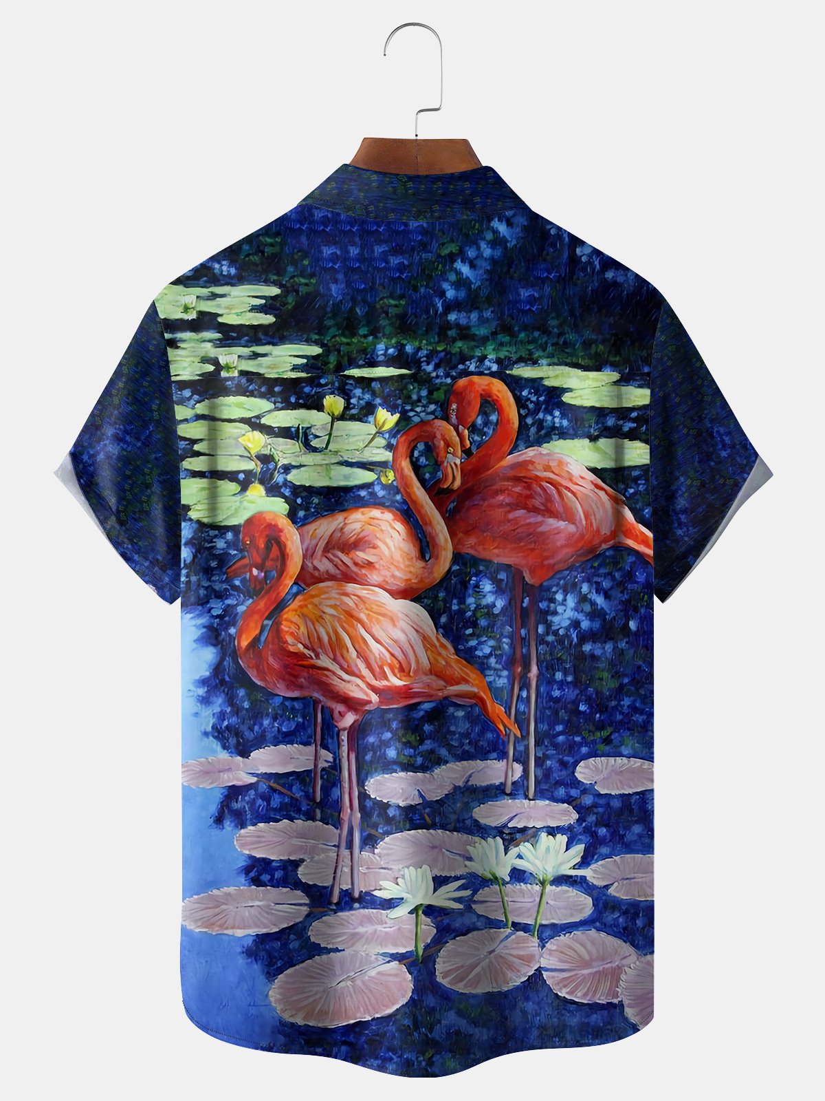 Flamingo Chest Pocket Short Sleeve Hawaiian Shirt