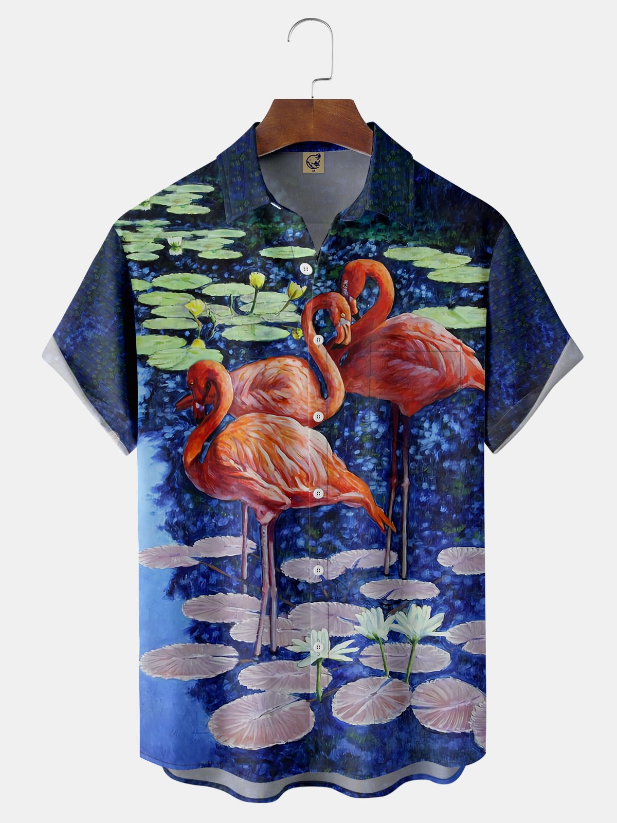 Flamingo Chest Pocket Short Sleeve Hawaiian Shirt