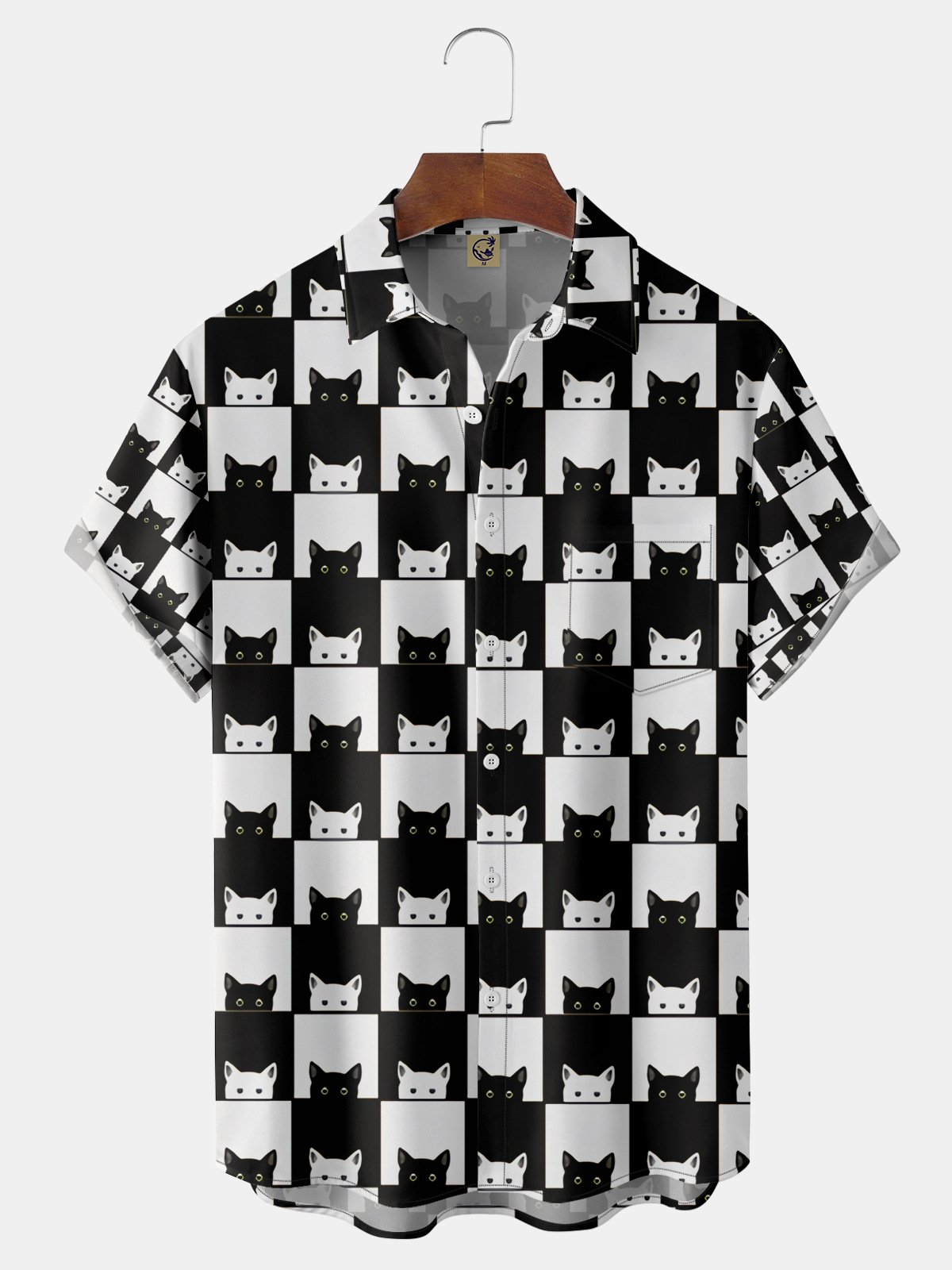 Cats Chest Pocket Short Sleeve Shirt