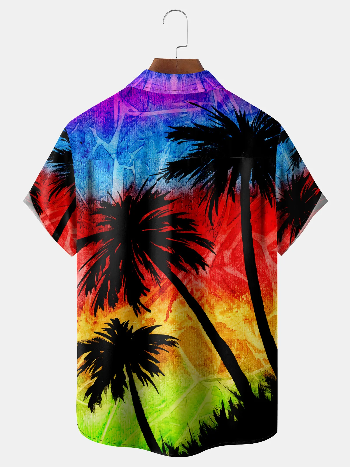 Coconut Tree Pop Art Chest Pocket Short Sleeve Casual Shirt