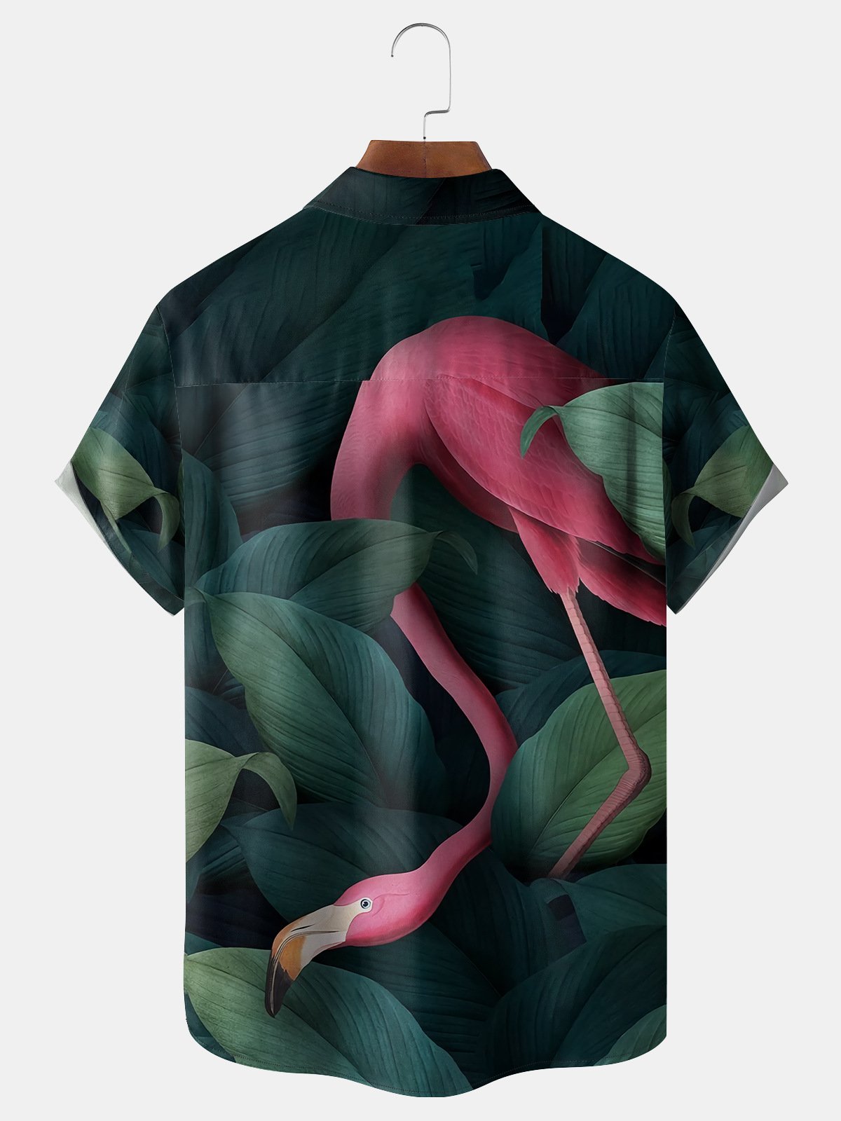 Flamingo Chest Pocket Short Sleeve Hawaiian Shirt