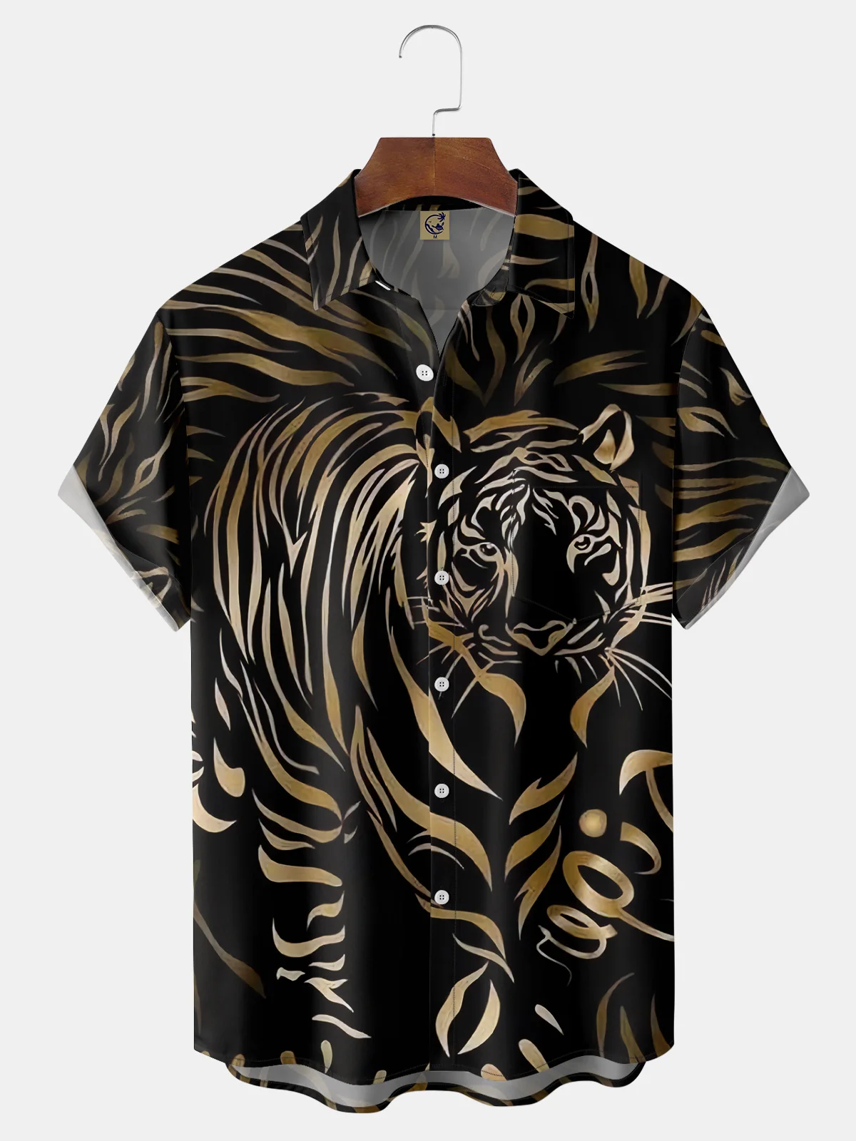 Tiger Chest Pocket Short Sleeve Casual Shirt