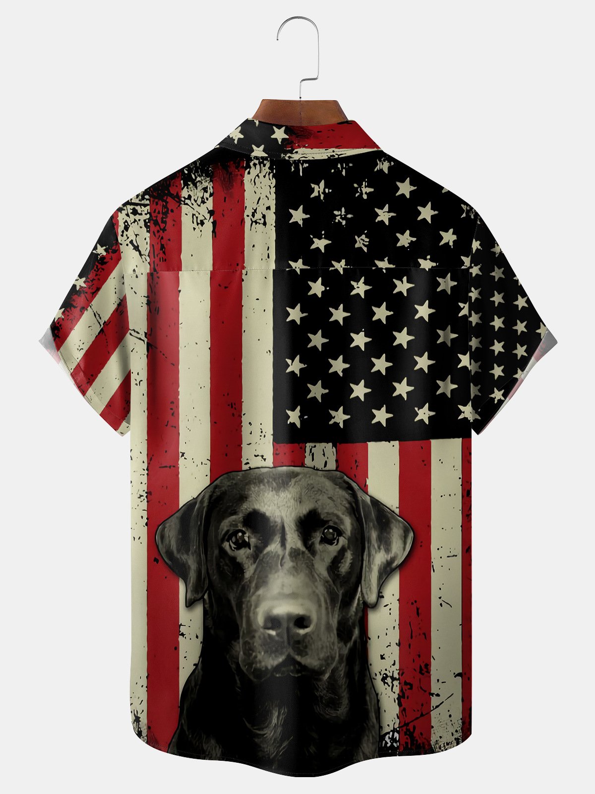 Flag Dog Chest Pocket Short Sleeve Shirt