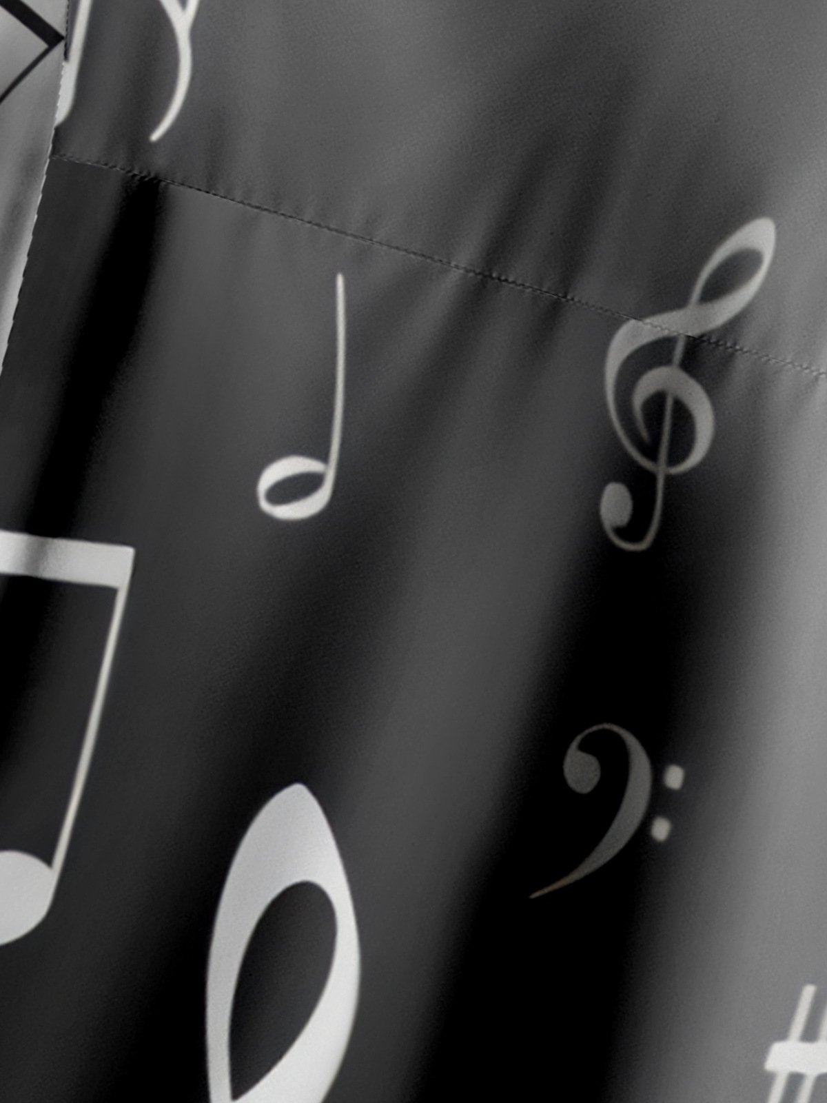 Music Note Chest Pocket Short Sleeve Casual Shirt