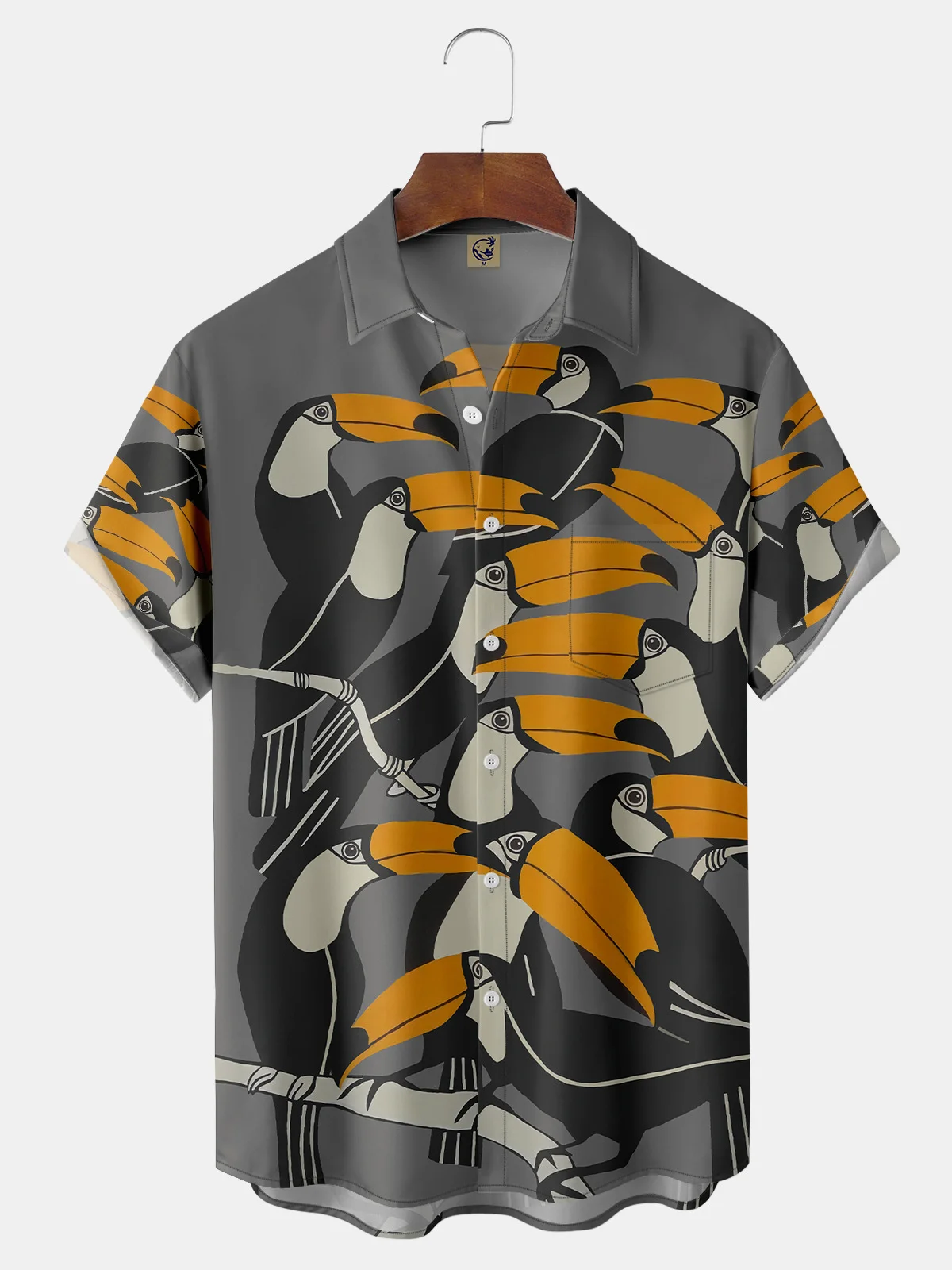 Toucan Chest Pocket Short Sleeve Hawaiian Shirt