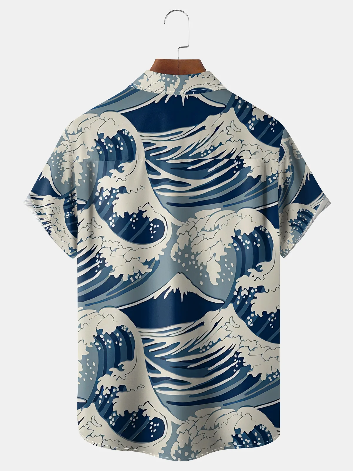 Japanese Ukiyoe Wave Chest Pocket Short Sleeve Hawaiian Shirt