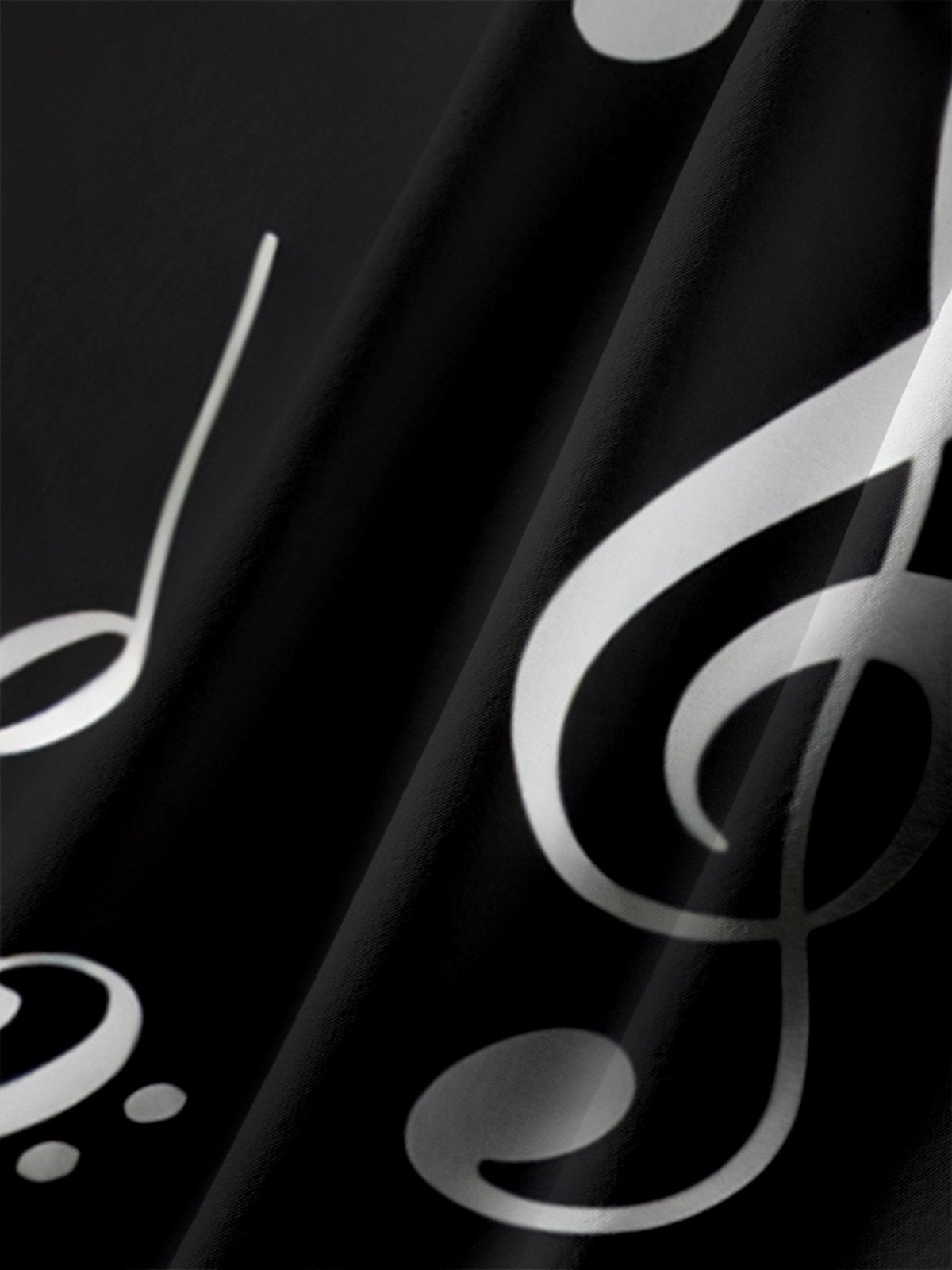 Music Note Chest Pocket Short Sleeve Casual Shirt