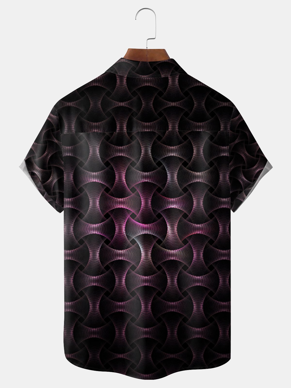 3D Geometric Chest Pocket Short Sleeve Shirt