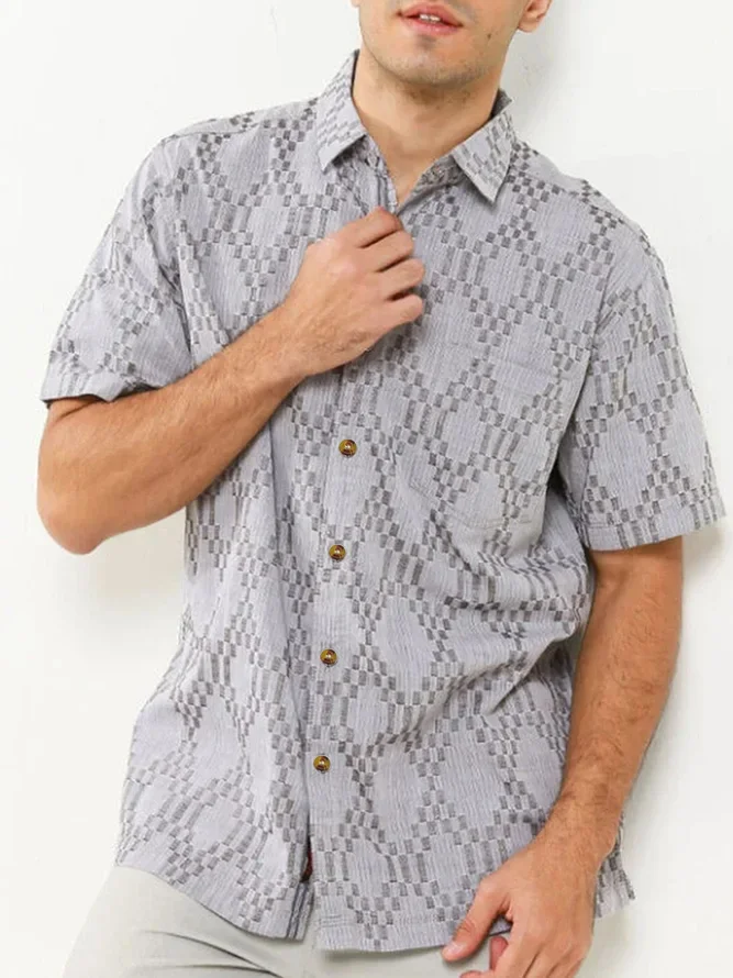 Plaid Printed Short Sleeve Casual Shirt