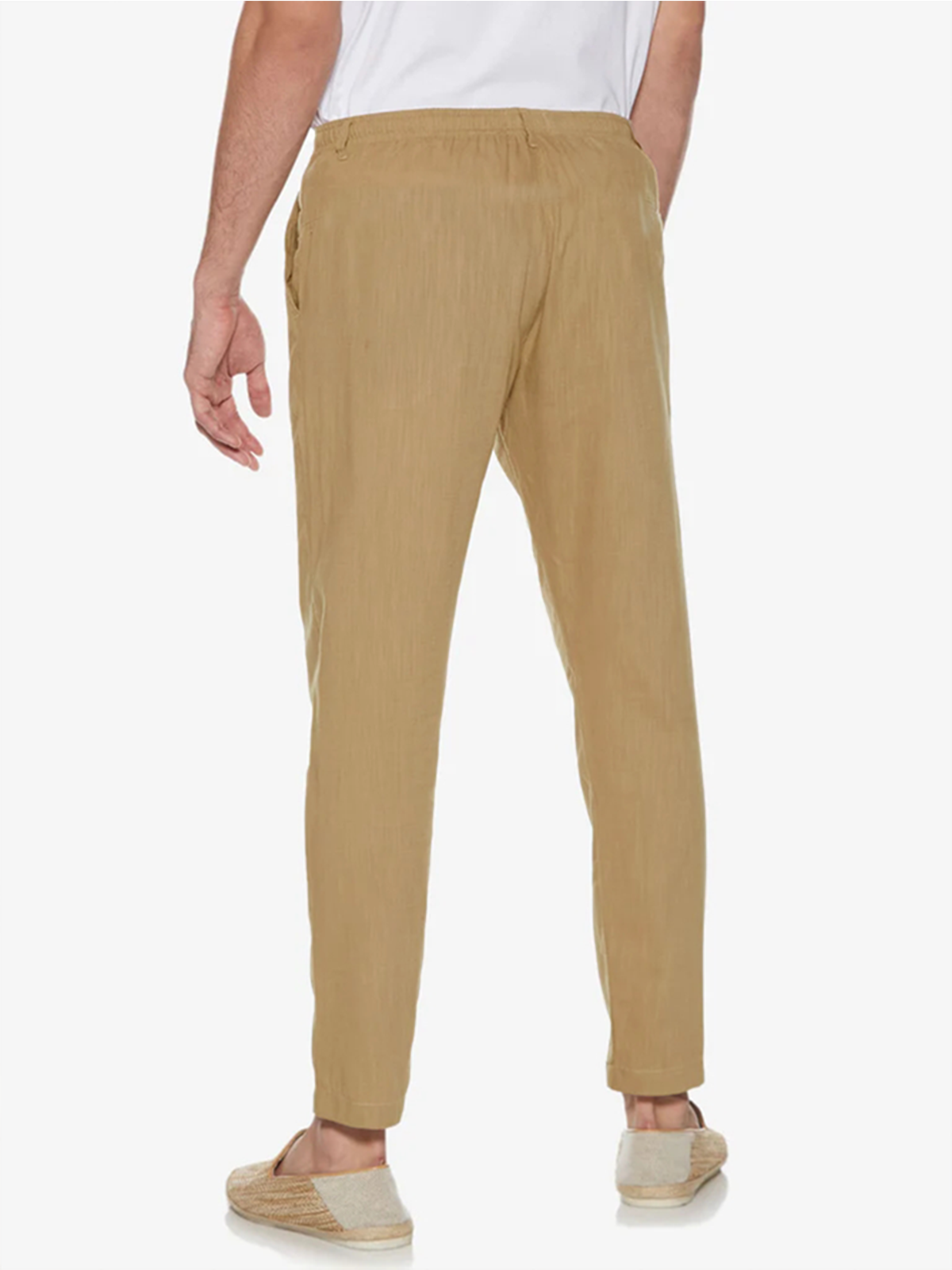 Plain Cotton Drawstring Waist Straight Pants