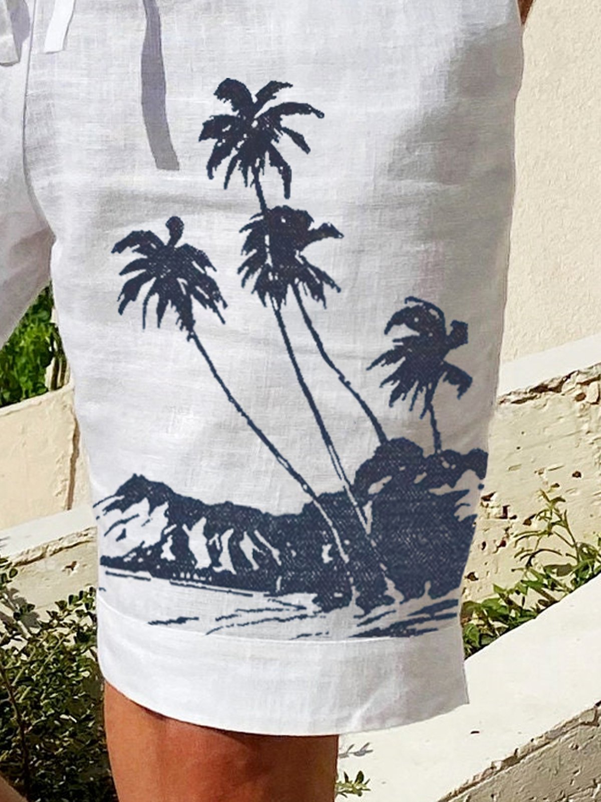 Coconut Tree Drawstring Bermuda Casual Short