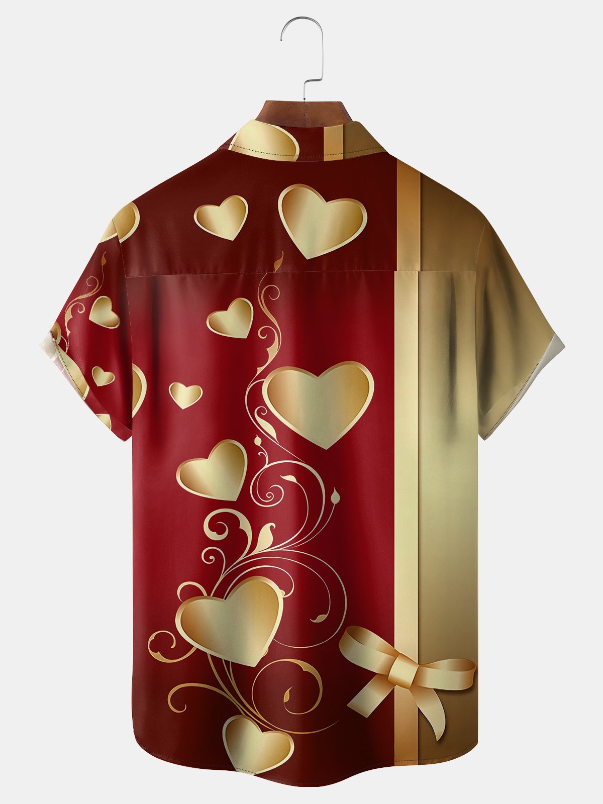 St Valentine‘s Day Heart Chest Pocket Short Sleeve Shirt