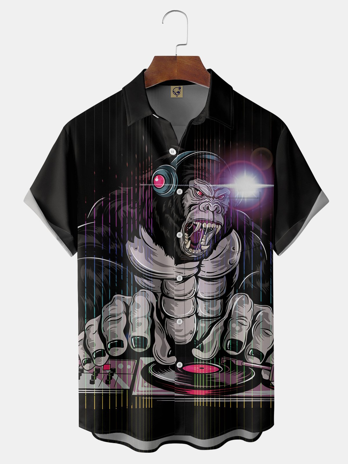 DJ Chimpanzee Chest Pocket Short Sleeve Casual Shirt