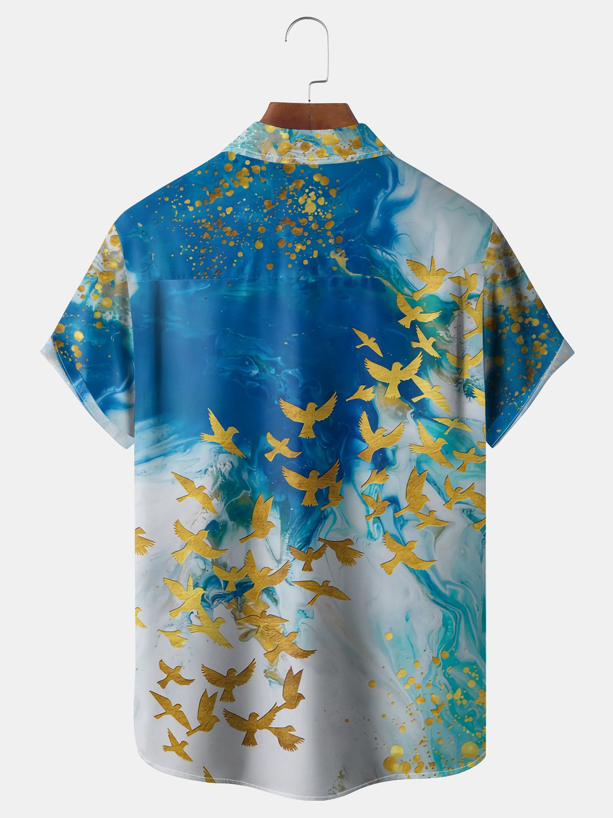 Abstract Oil Painting Chest Pocket Short Sleeve Casual Shirt