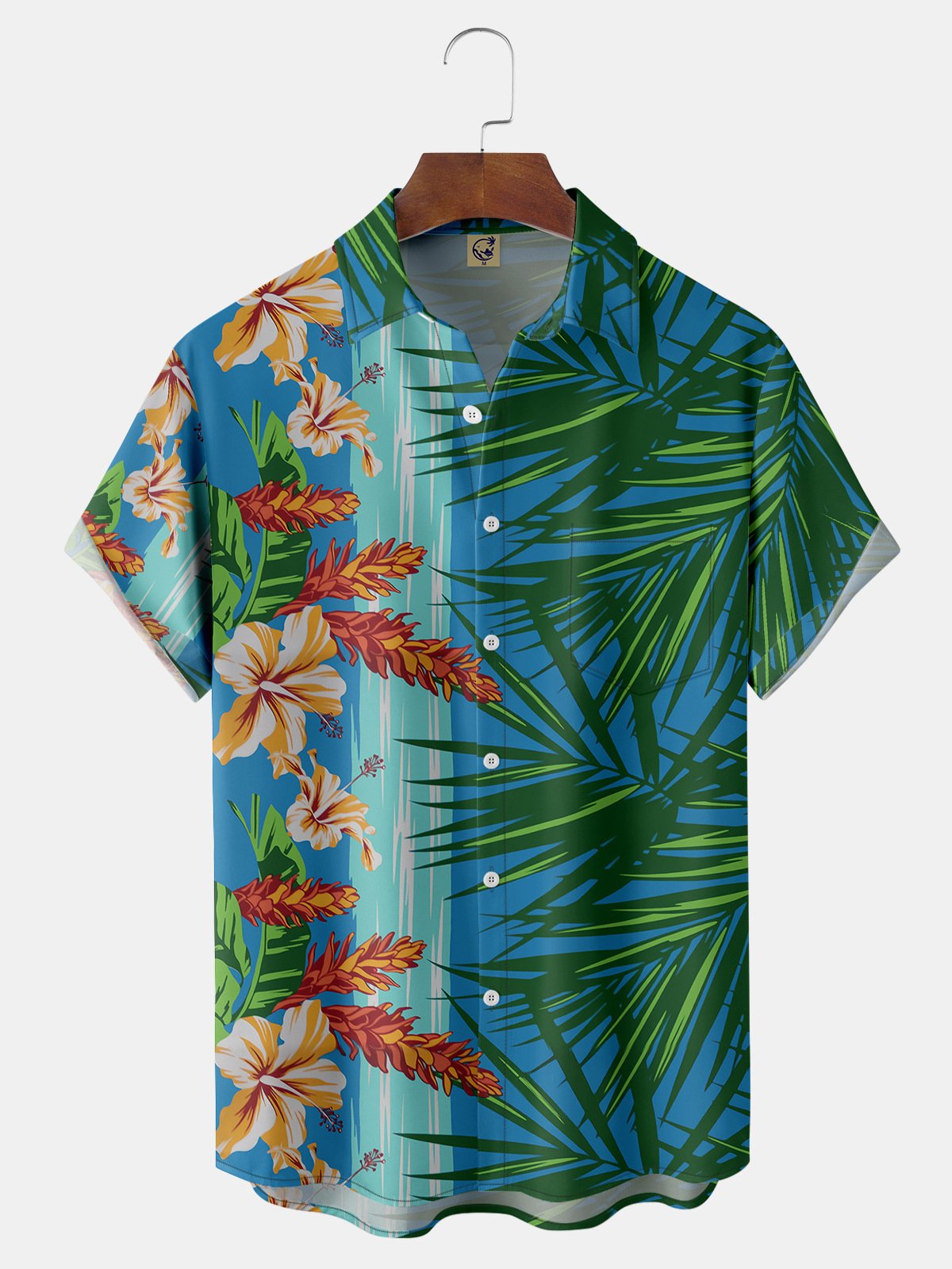 Floral Chest Pocket Short Sleeve Hawaiian Shirt