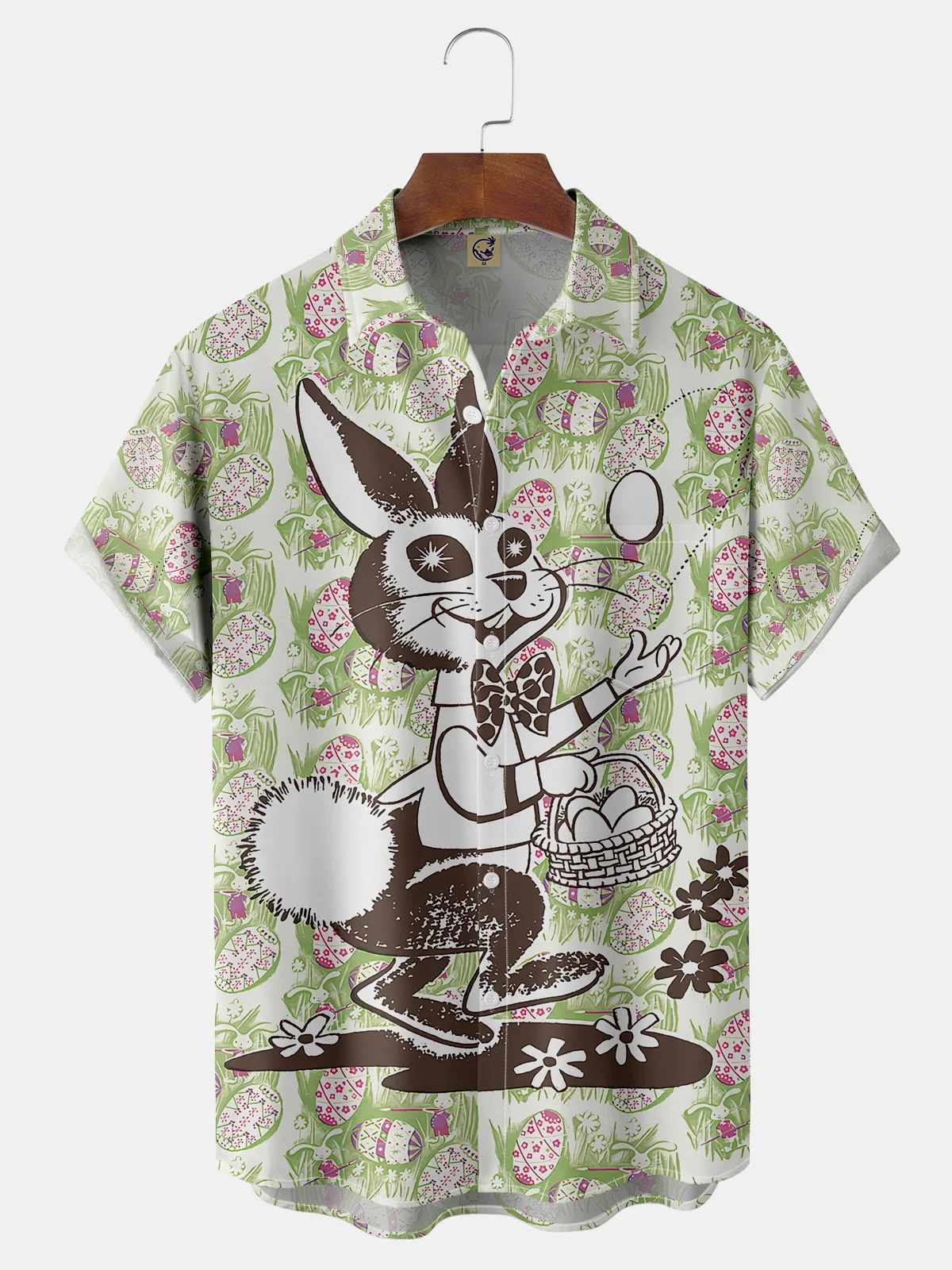 Easter Rabbit Chest Pocket Short Sleeve Shirt