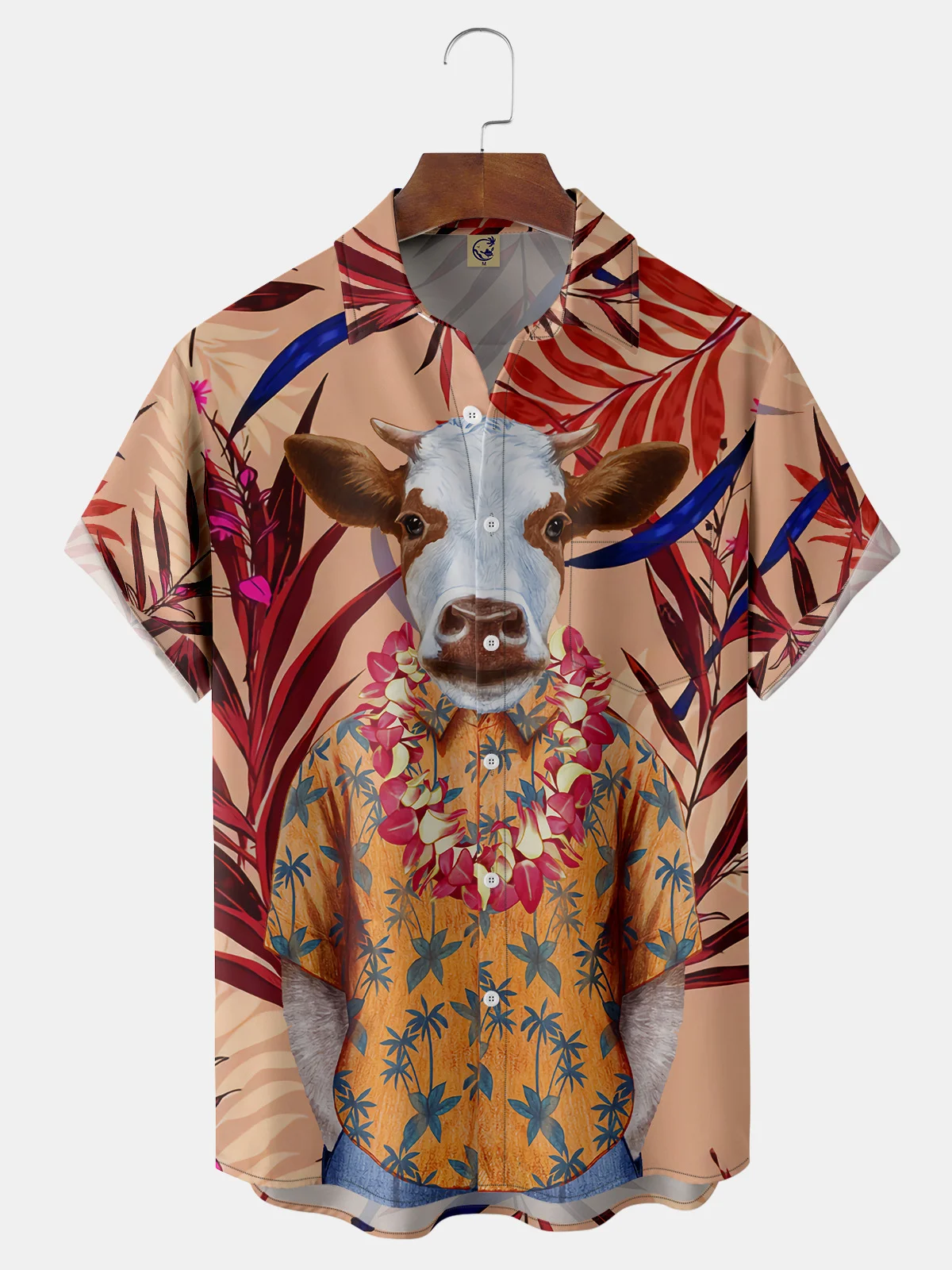 Funny Cows Chest Pocket Short Sleeve Hawaiian Shirt