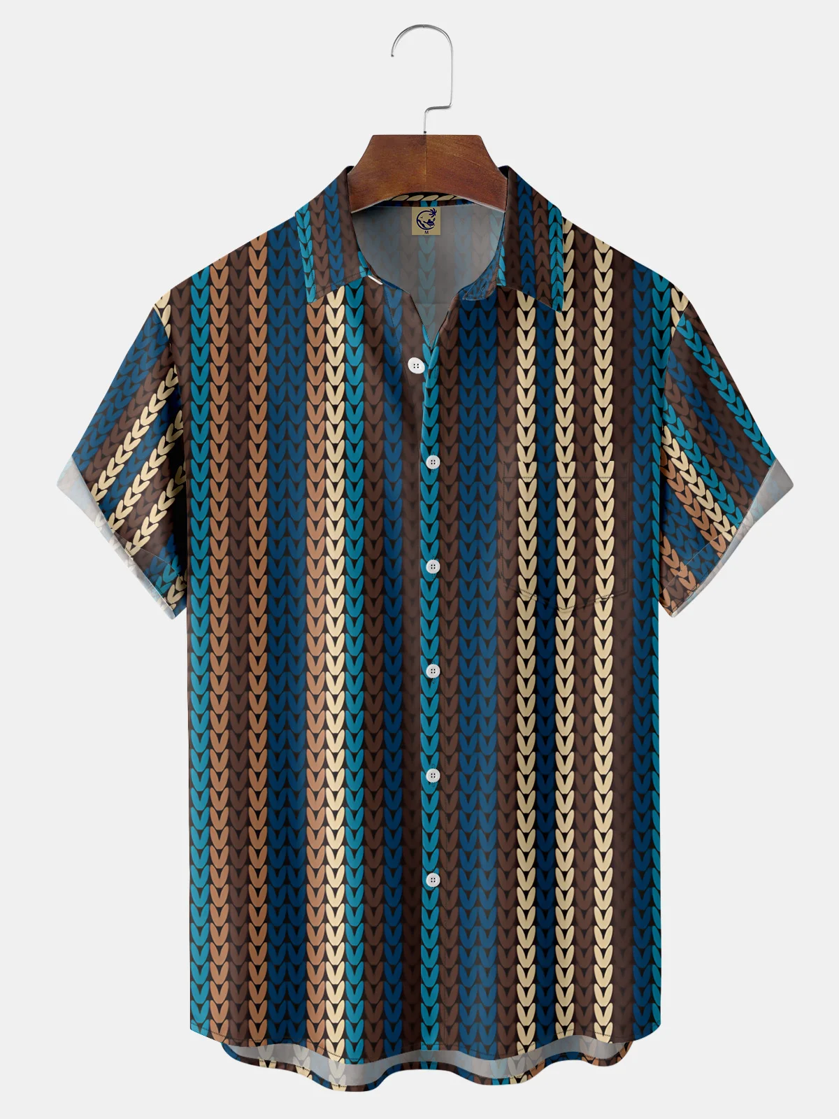 Textured Stripe Chest Pocket Short Sleeve Shirt