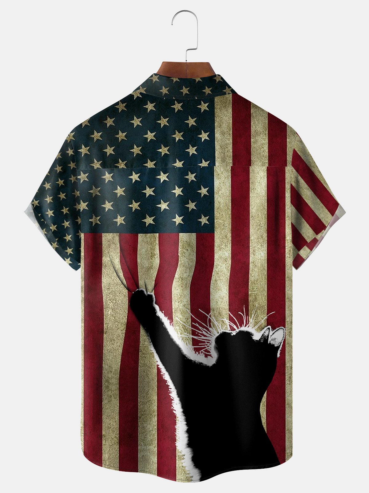 American Flag Chest Pocket Short Sleeve Casual Shirt