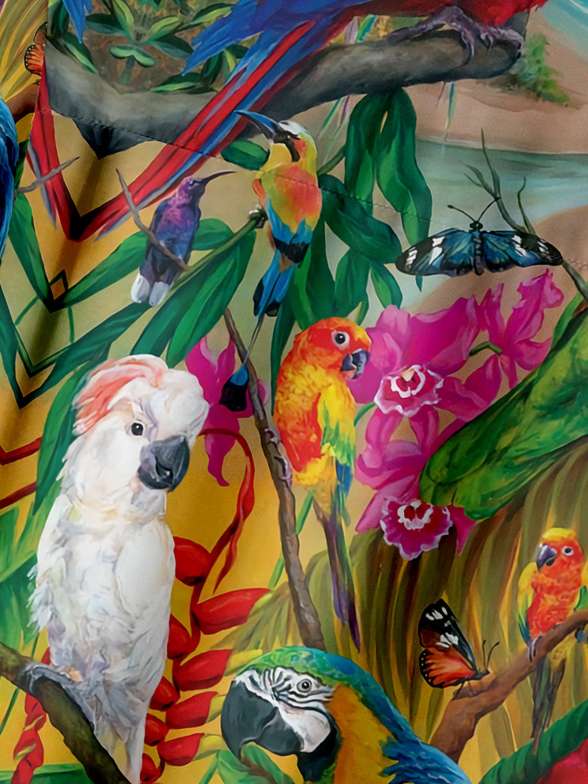 Parrot Chest Pocket Short Sleeve Hawaiian Shirt