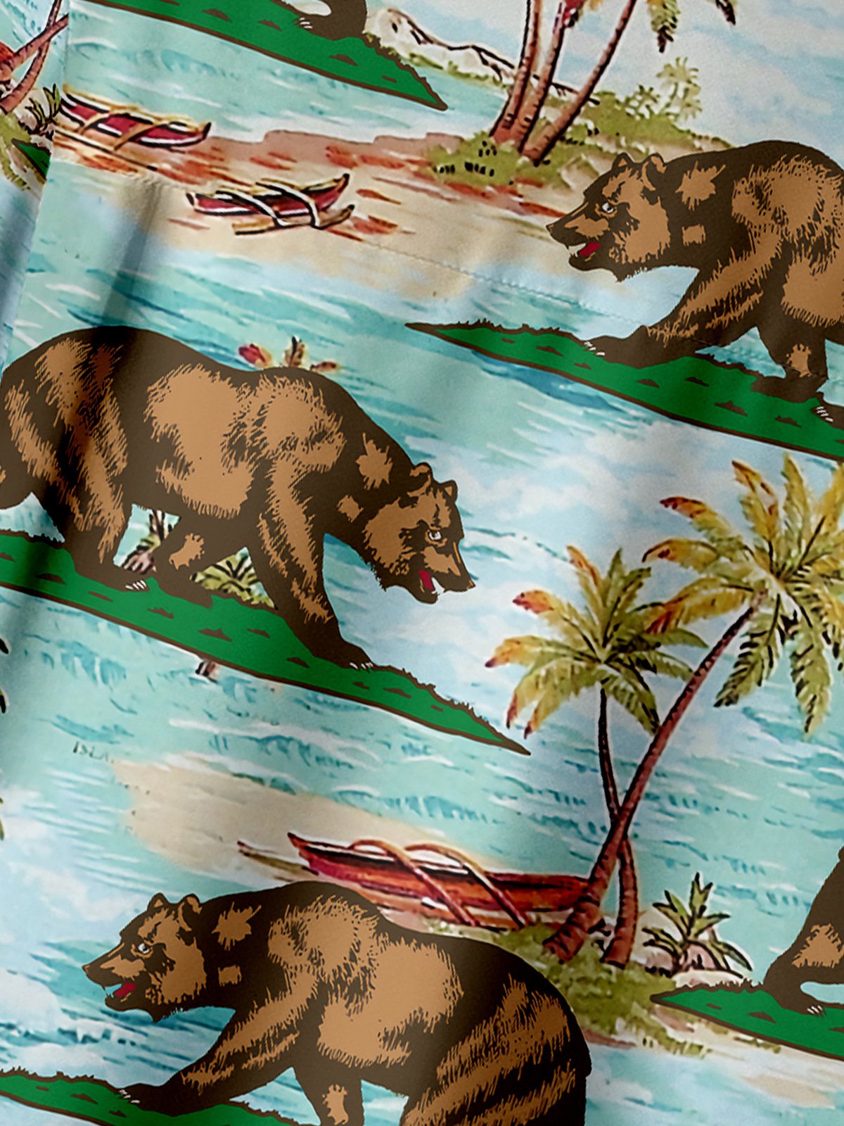 Grizzly Chest Pocket Short Sleeve Hawaiian Shirt