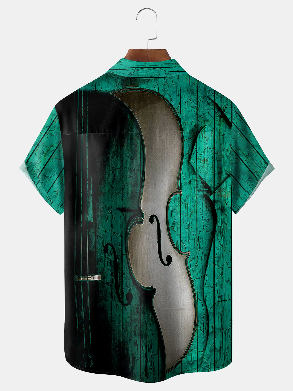 Violin Chest Pocket Short Sleeve Casual Shirt