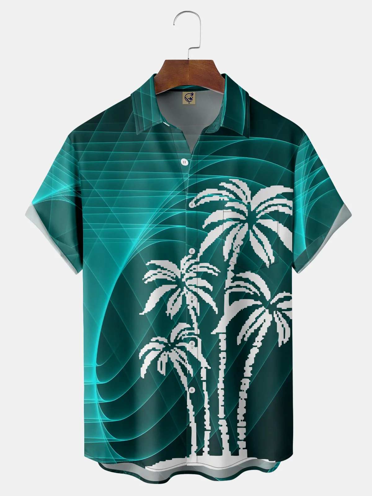 Coconut Tree Chest Pocket Short Sleeve Hawaiian Shirt