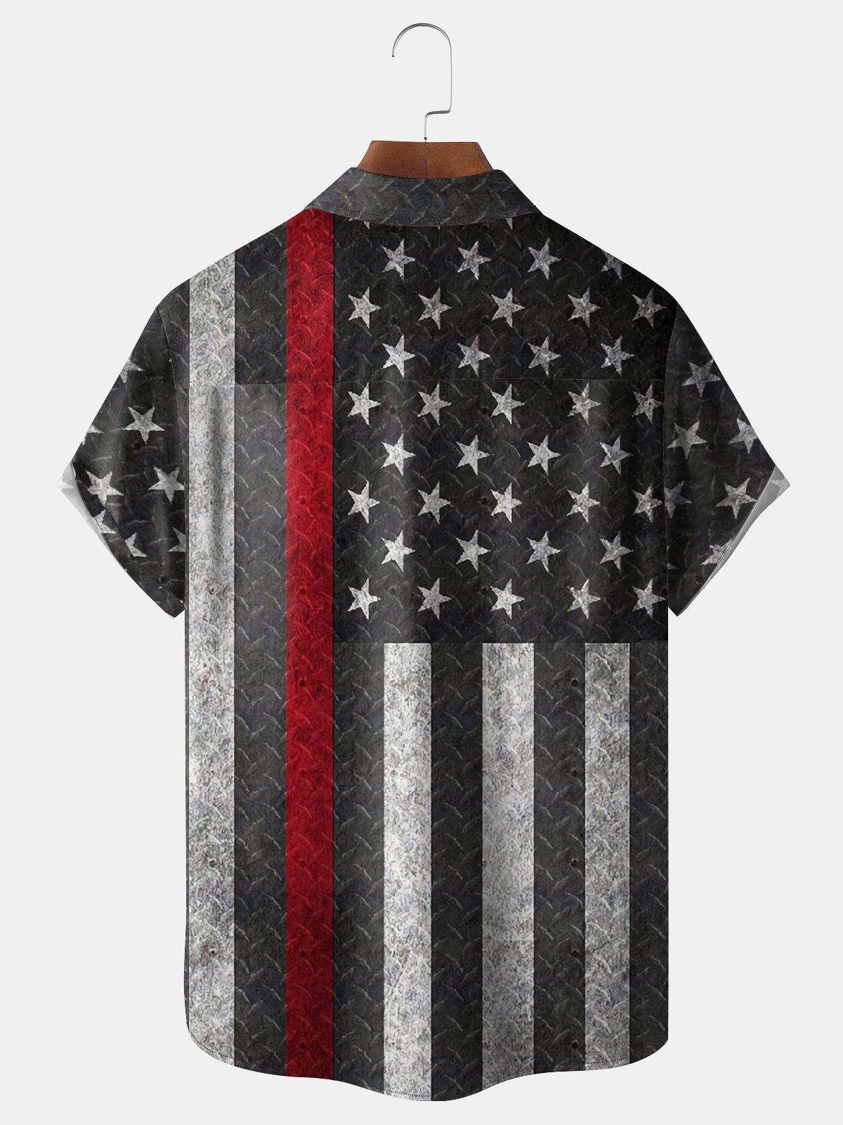 American Flag Chest Pocket Short Sleeves Casual Shirts