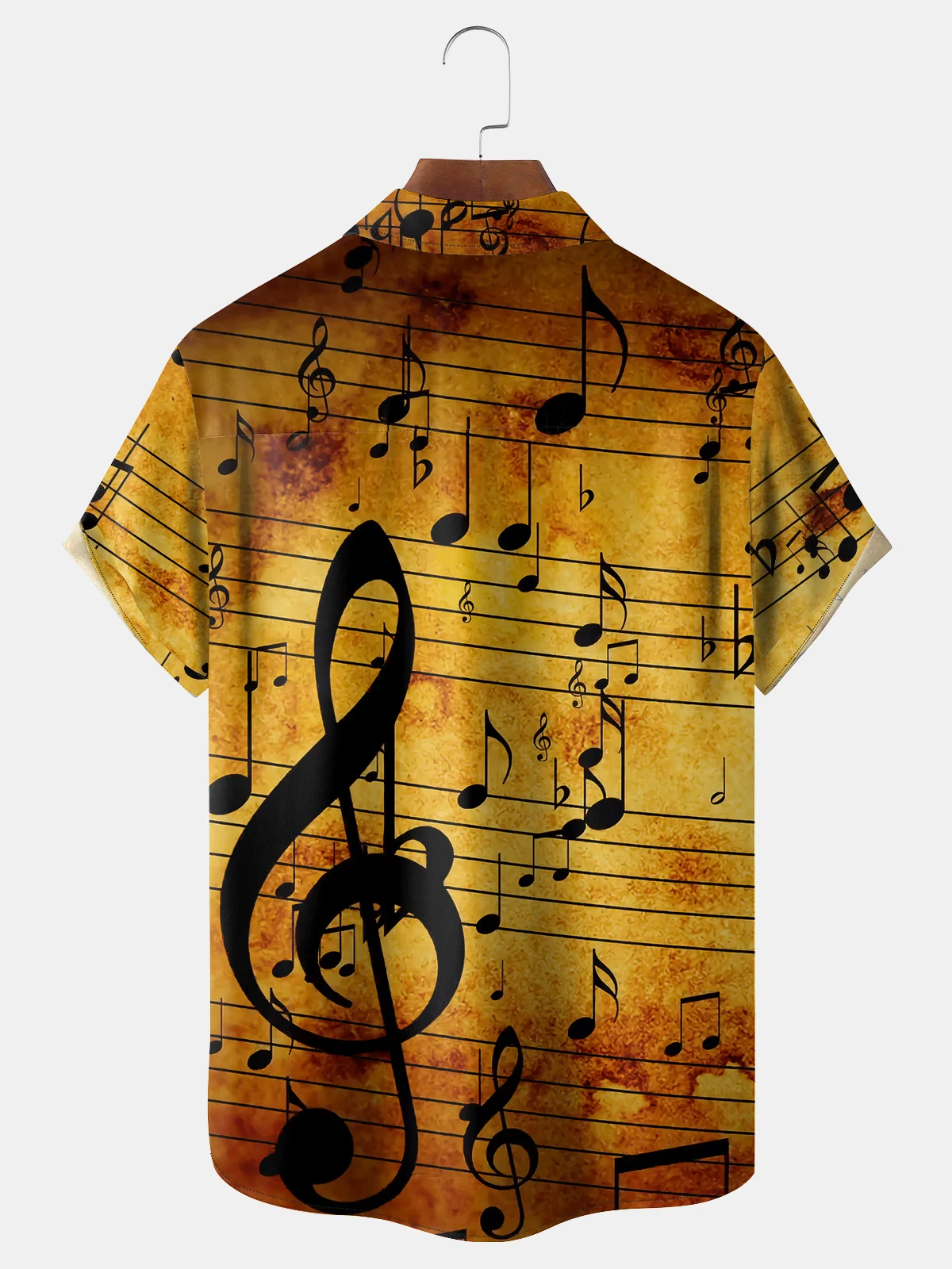 Musical Note Chest Pocket Short Sleeve Shirt