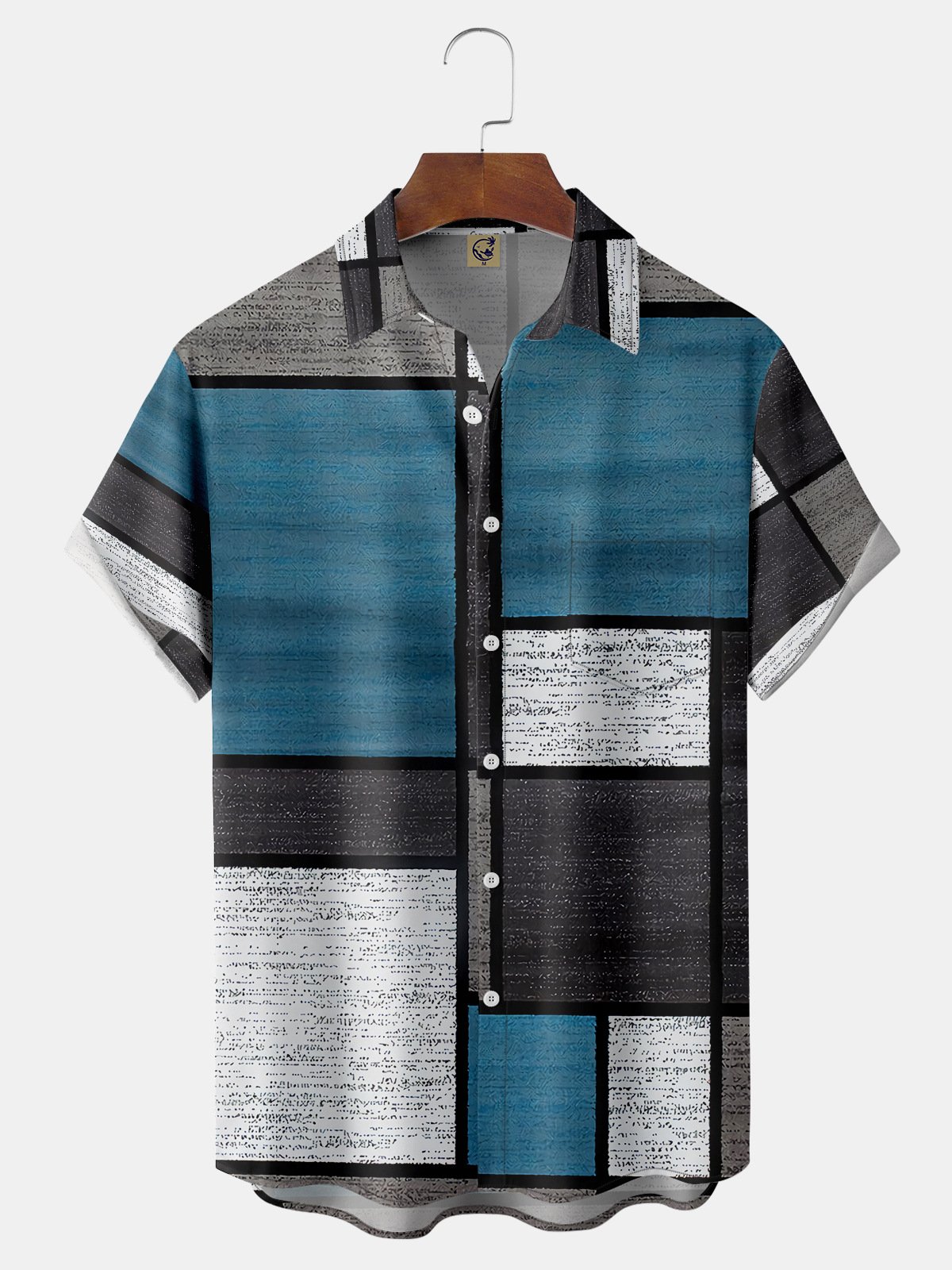 Geometric Chest Pocket Short Sleeve Shirt