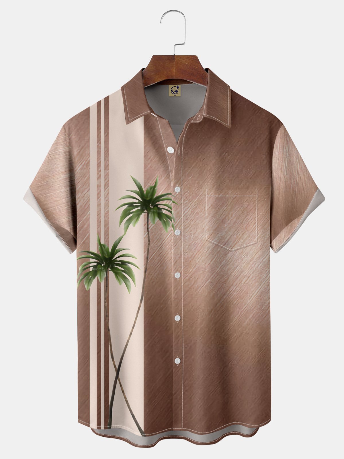 Coconut Tree Chest Pocket Short Sleeve Bowling Shirt