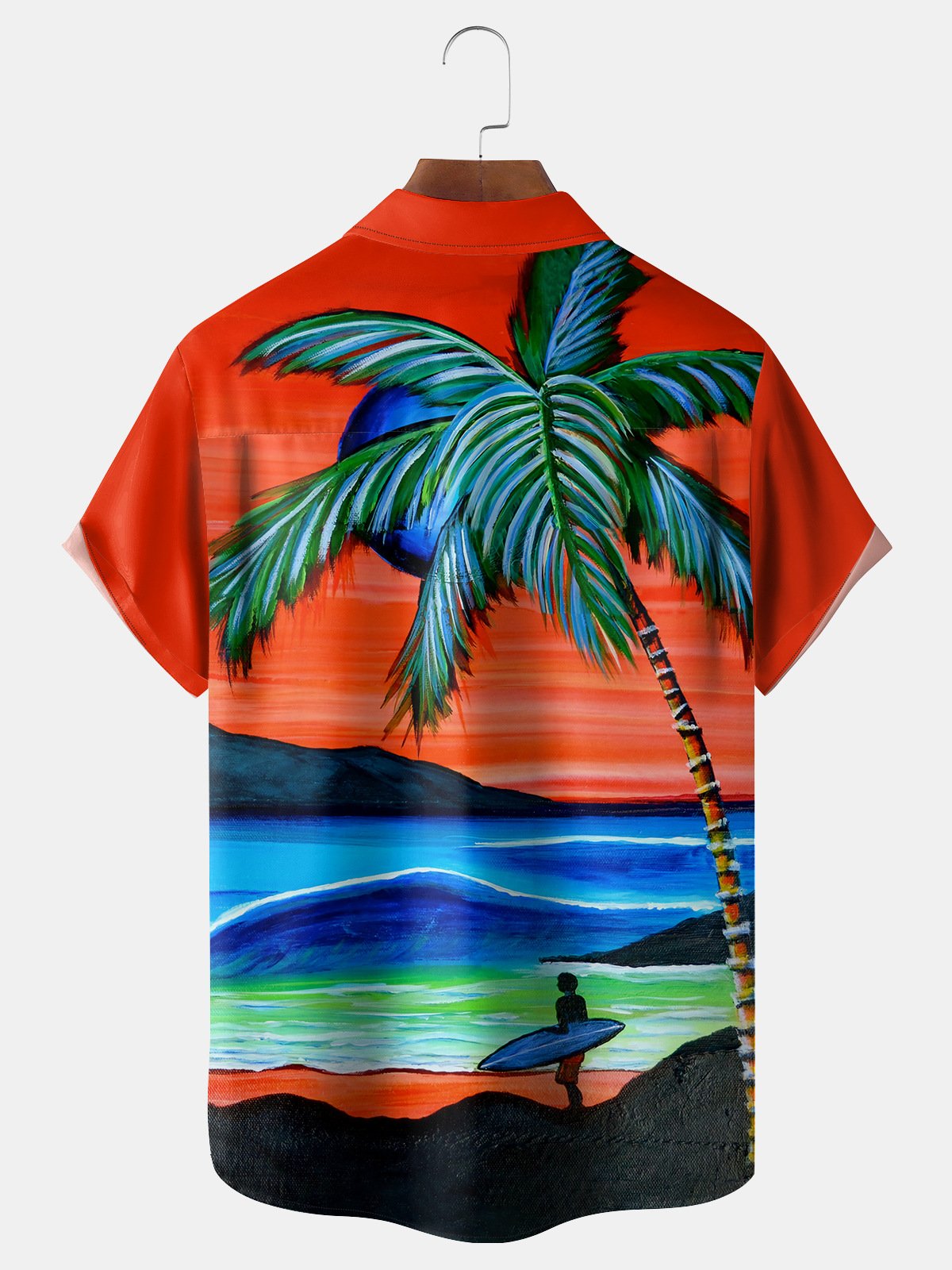 Coconut Tree Chest Pocket Short Sleeve Hawaiian Shirt