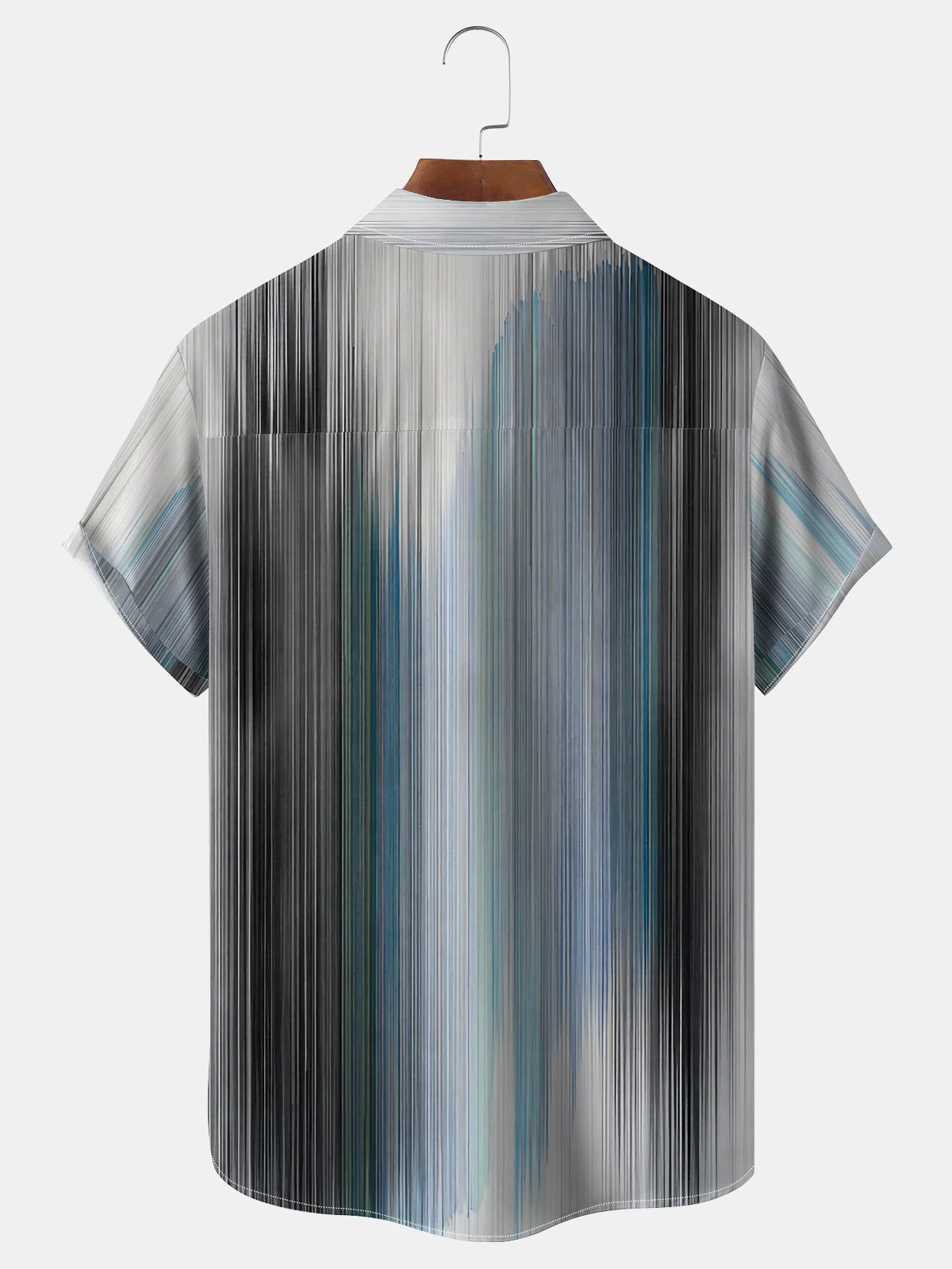 Gradient Stripes Chest Pocket Short Sleeve Casual Shirt