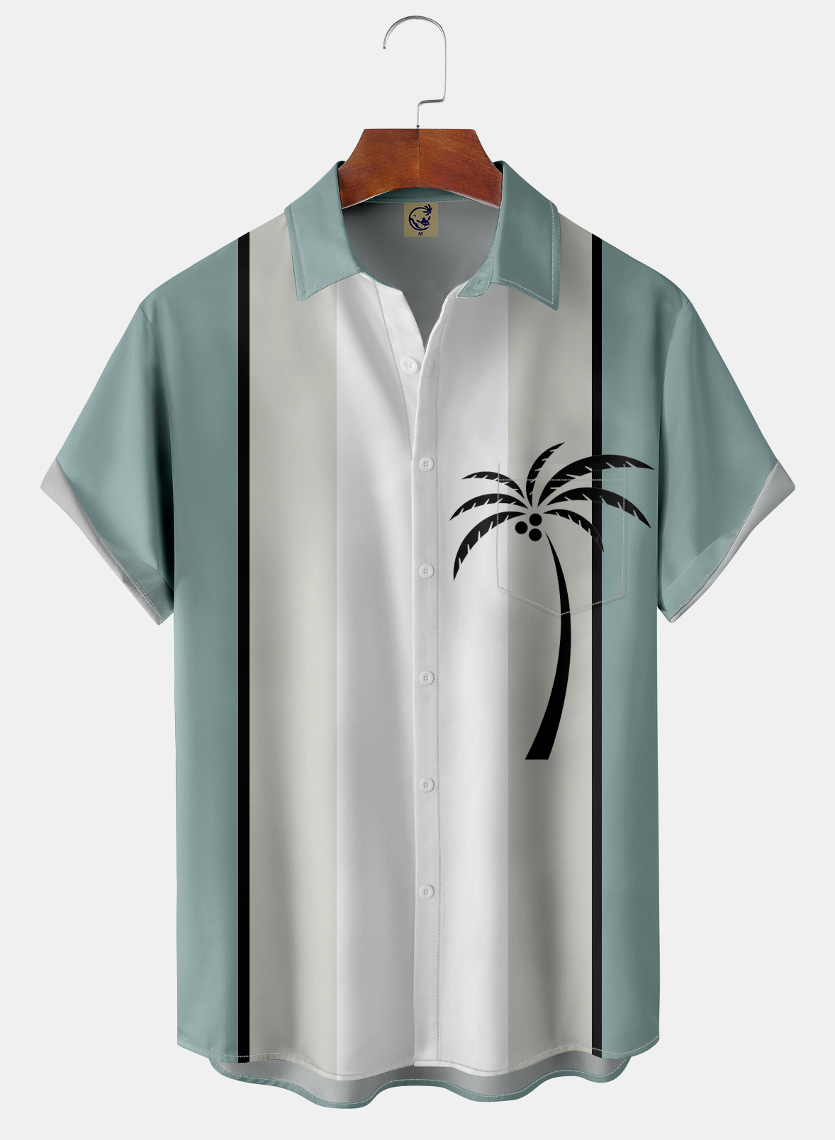 Coconut Tree Chest Pocket Short Sleeve Bowling Shirt