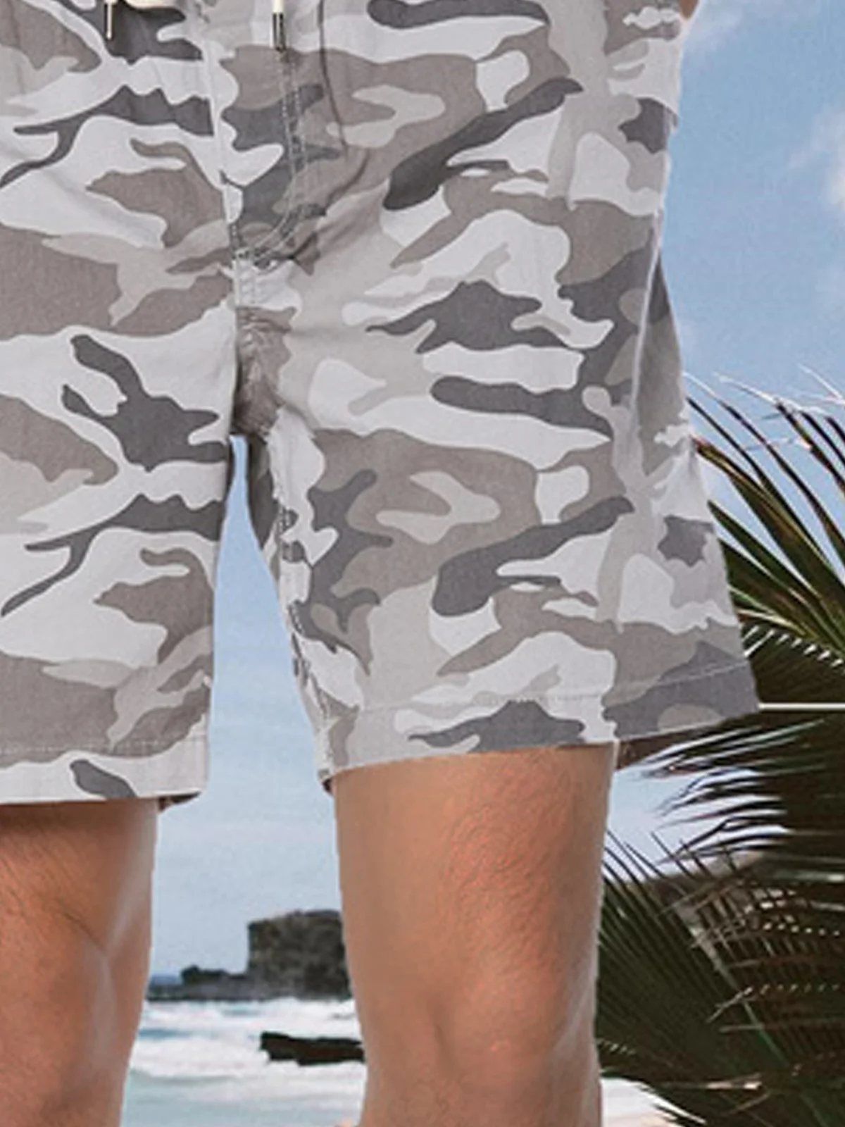 Camo Drawstring Bermuda Casual Shorts