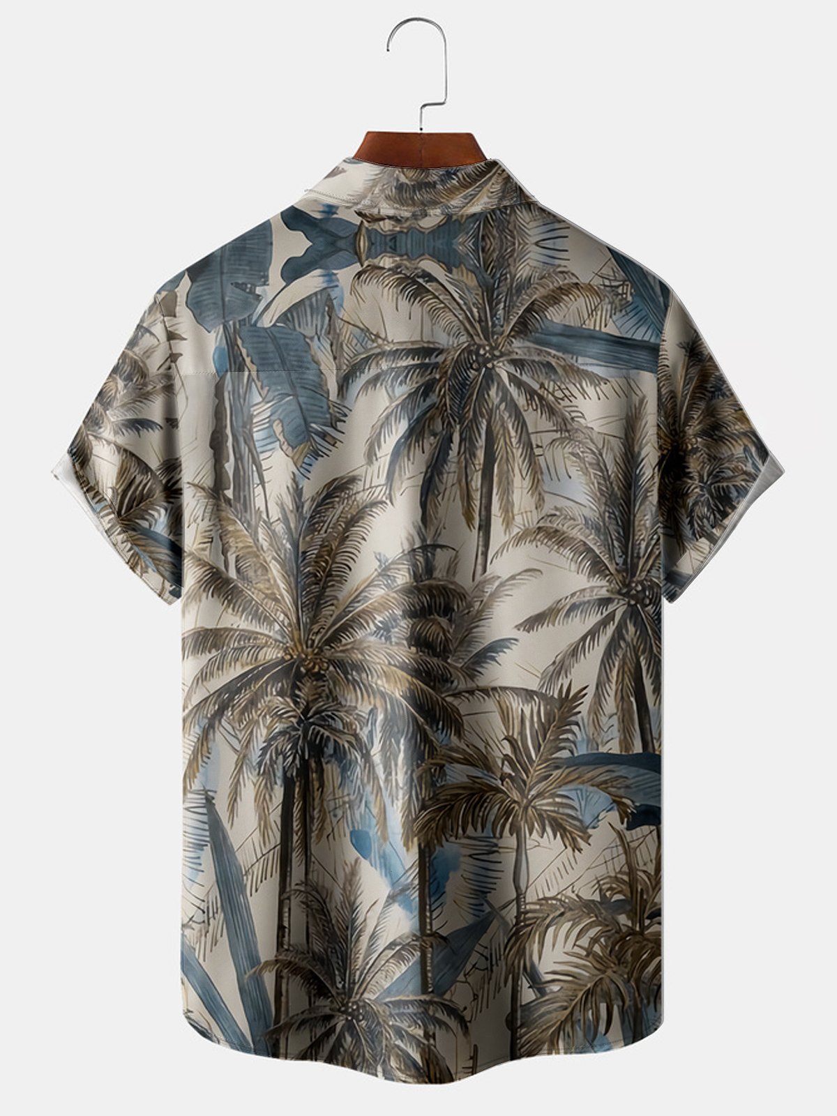 Hardaddy Big Size Palm Tree Chest Pocket Short Sleeve Hawaiian Shirt